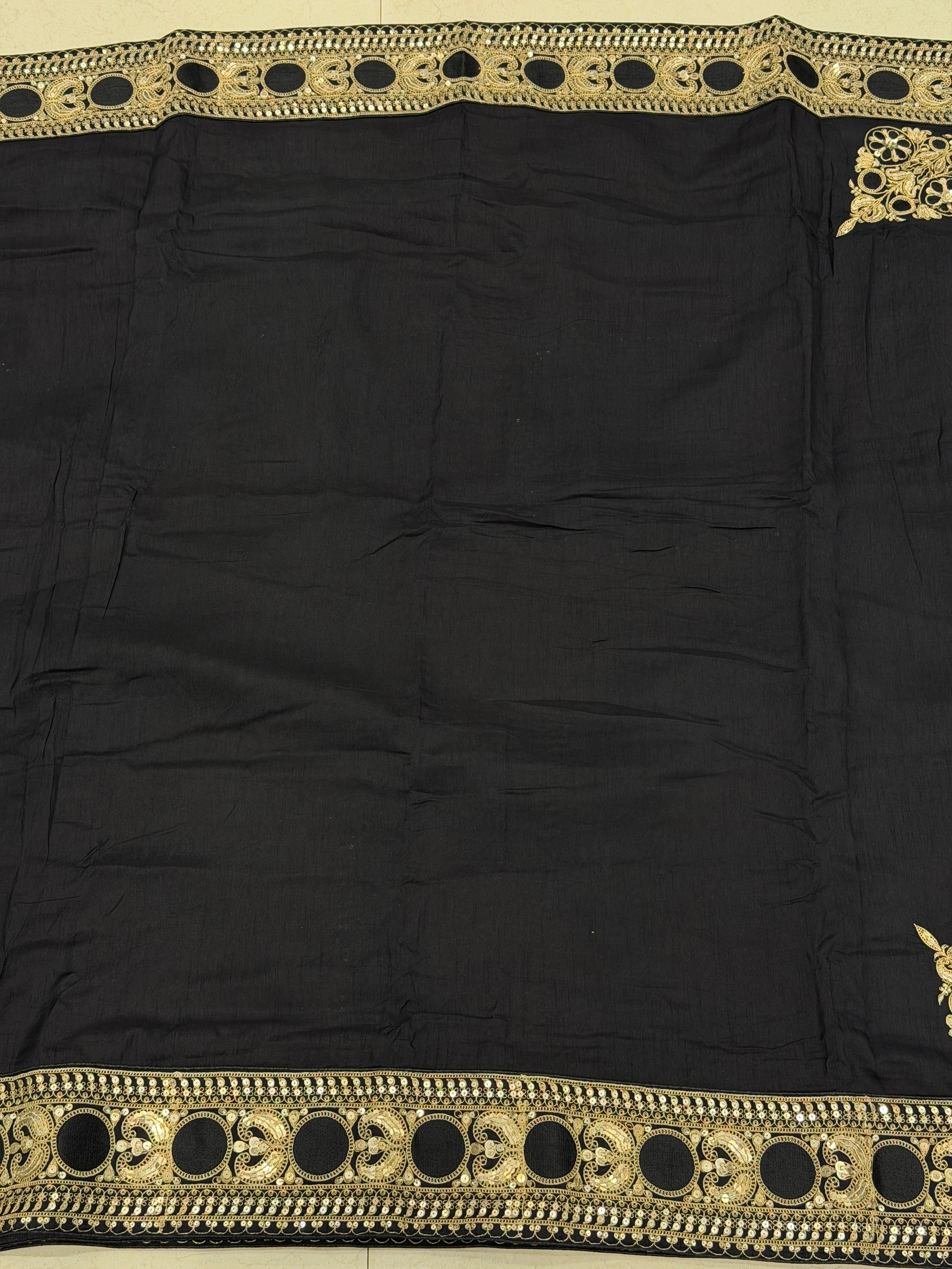 Black Sabyasachi Inspired Marodi Embroidery Pure Silk Zardosi Saree