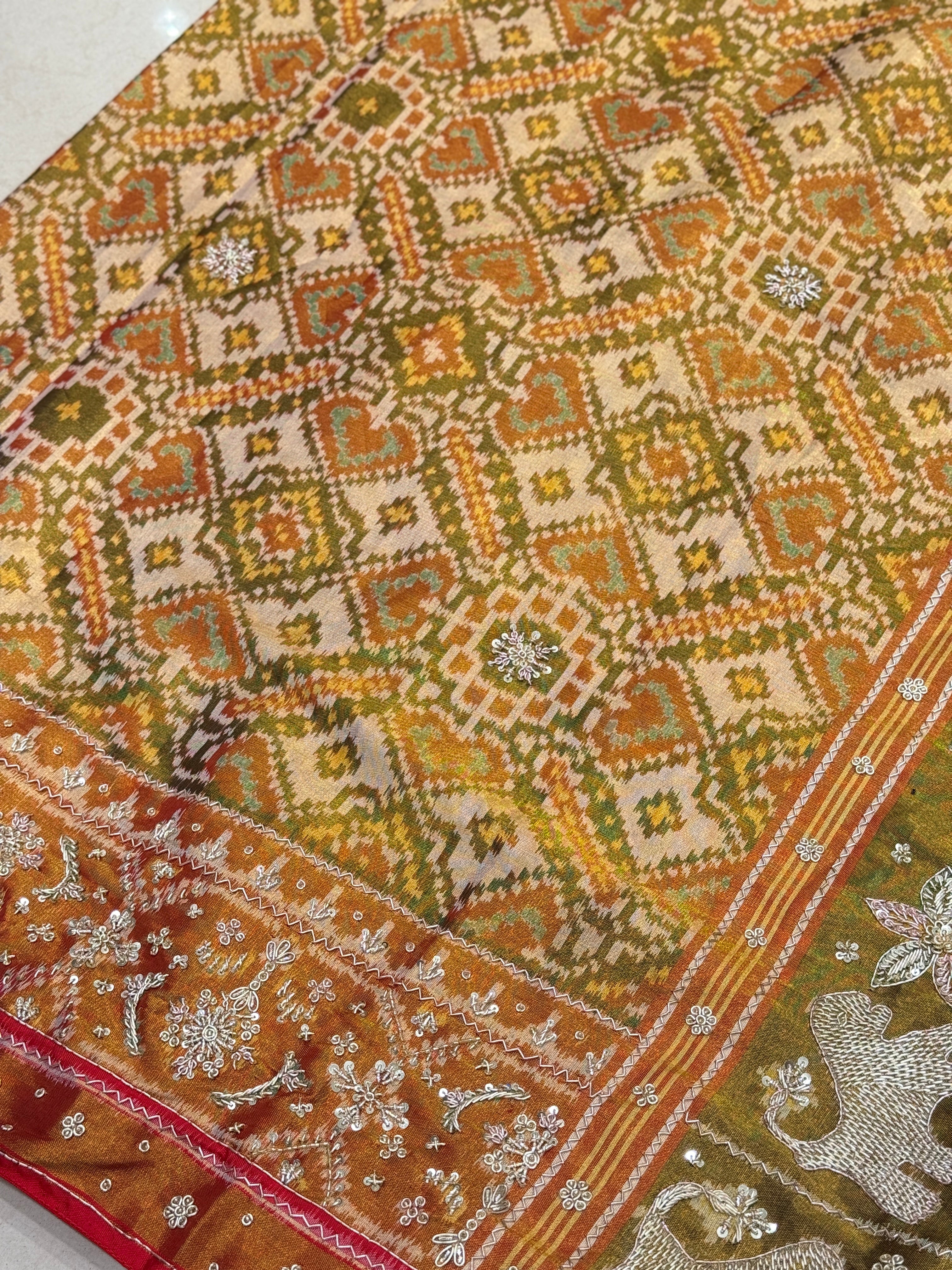Handloom Patola Zardosi Hand Embroidery Saree