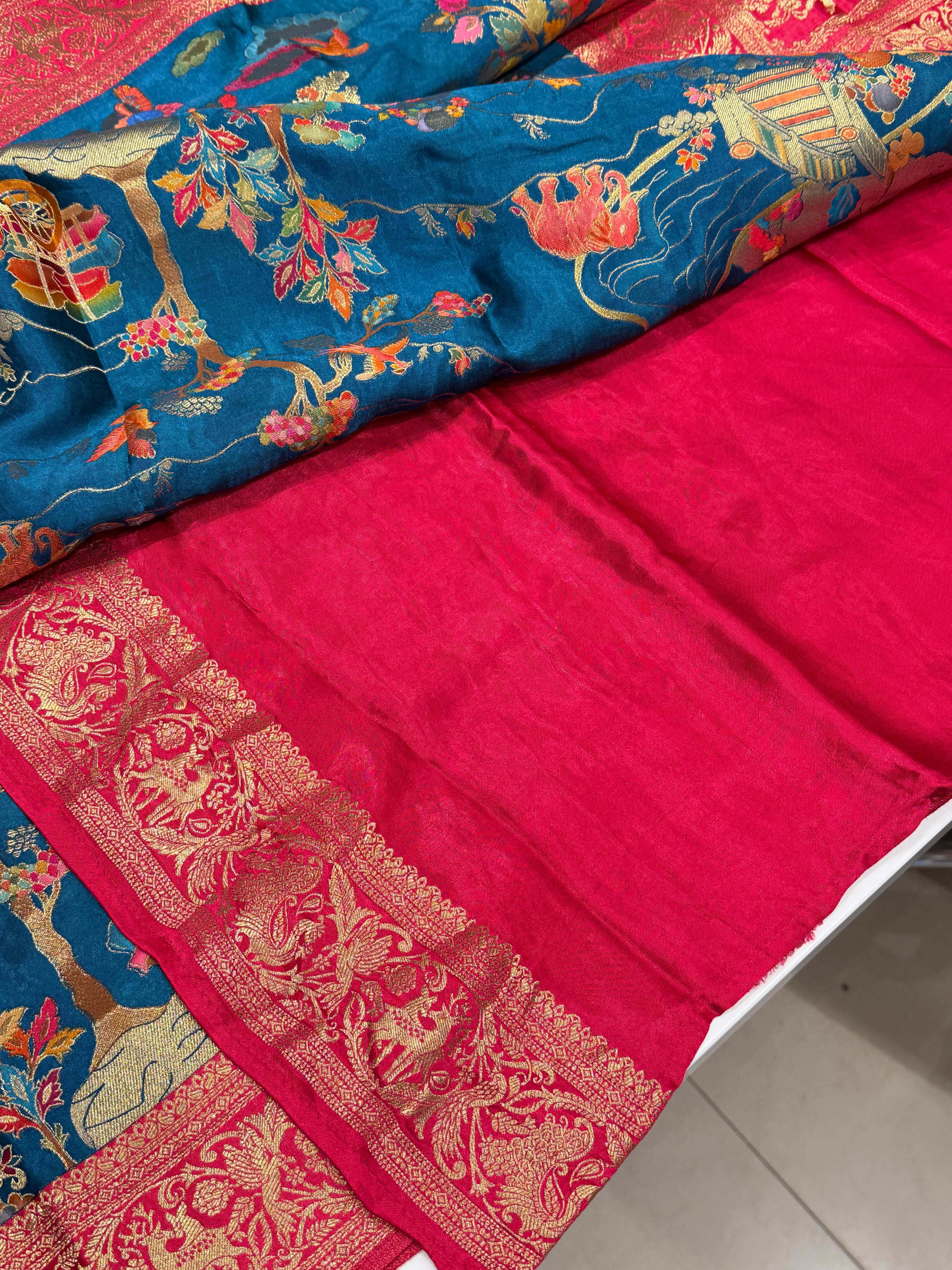 Blue Modal Shikara Weave Landscape Saree