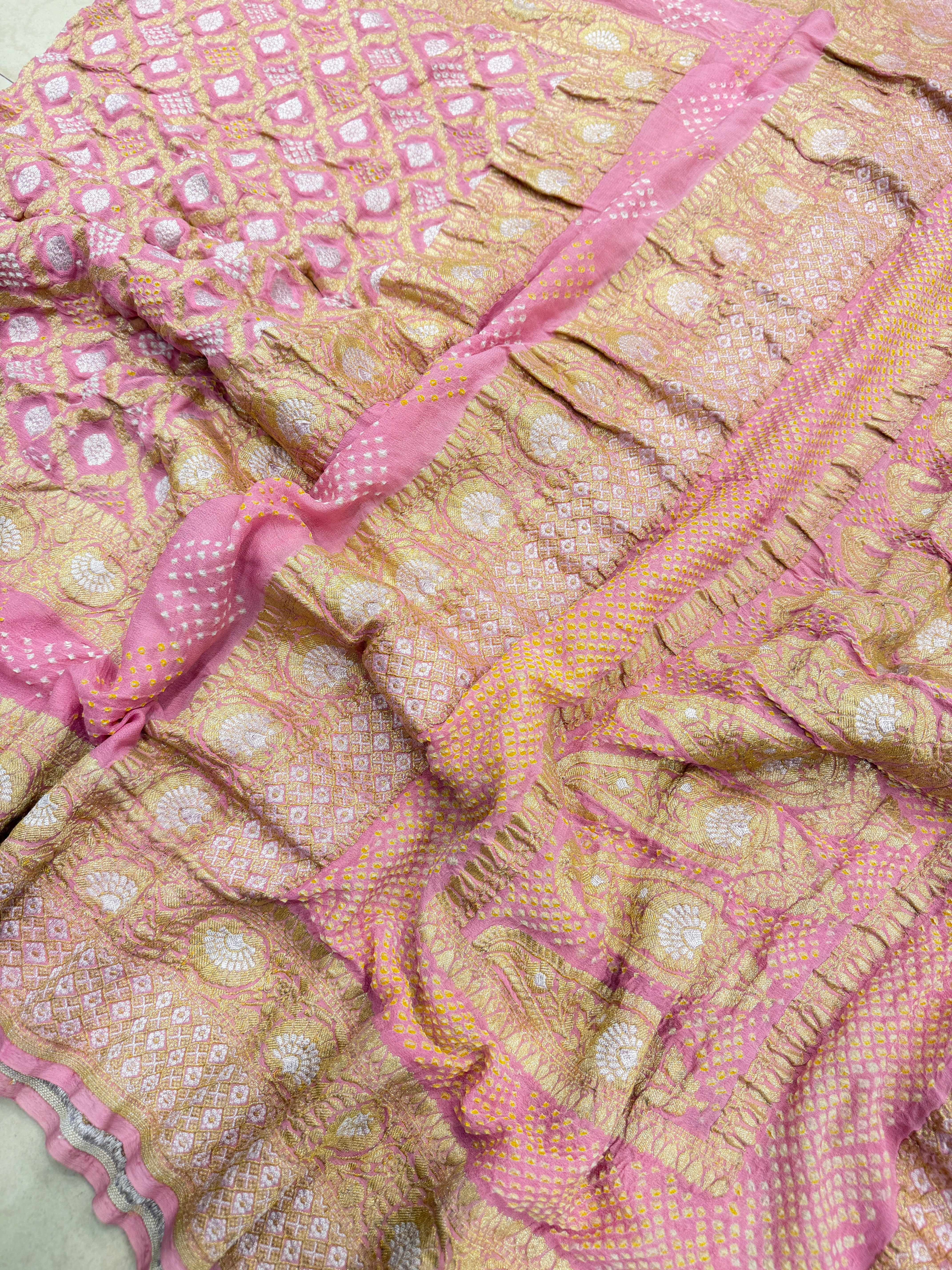 Light Pink Sona Roopa Rai Bandhej Kadwa Weave Saree
