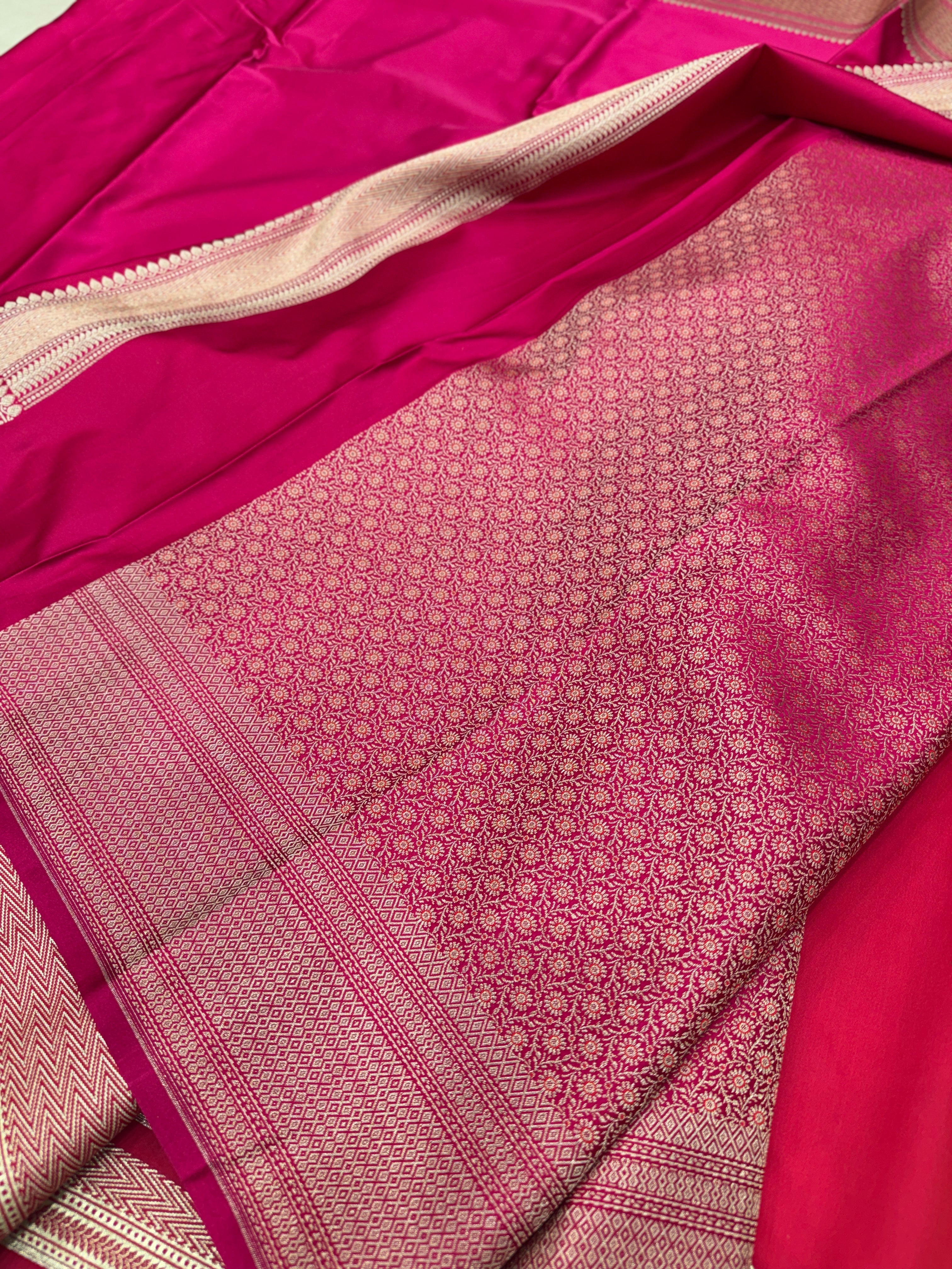 Rani Banarasi Silk Plain Border Saree
