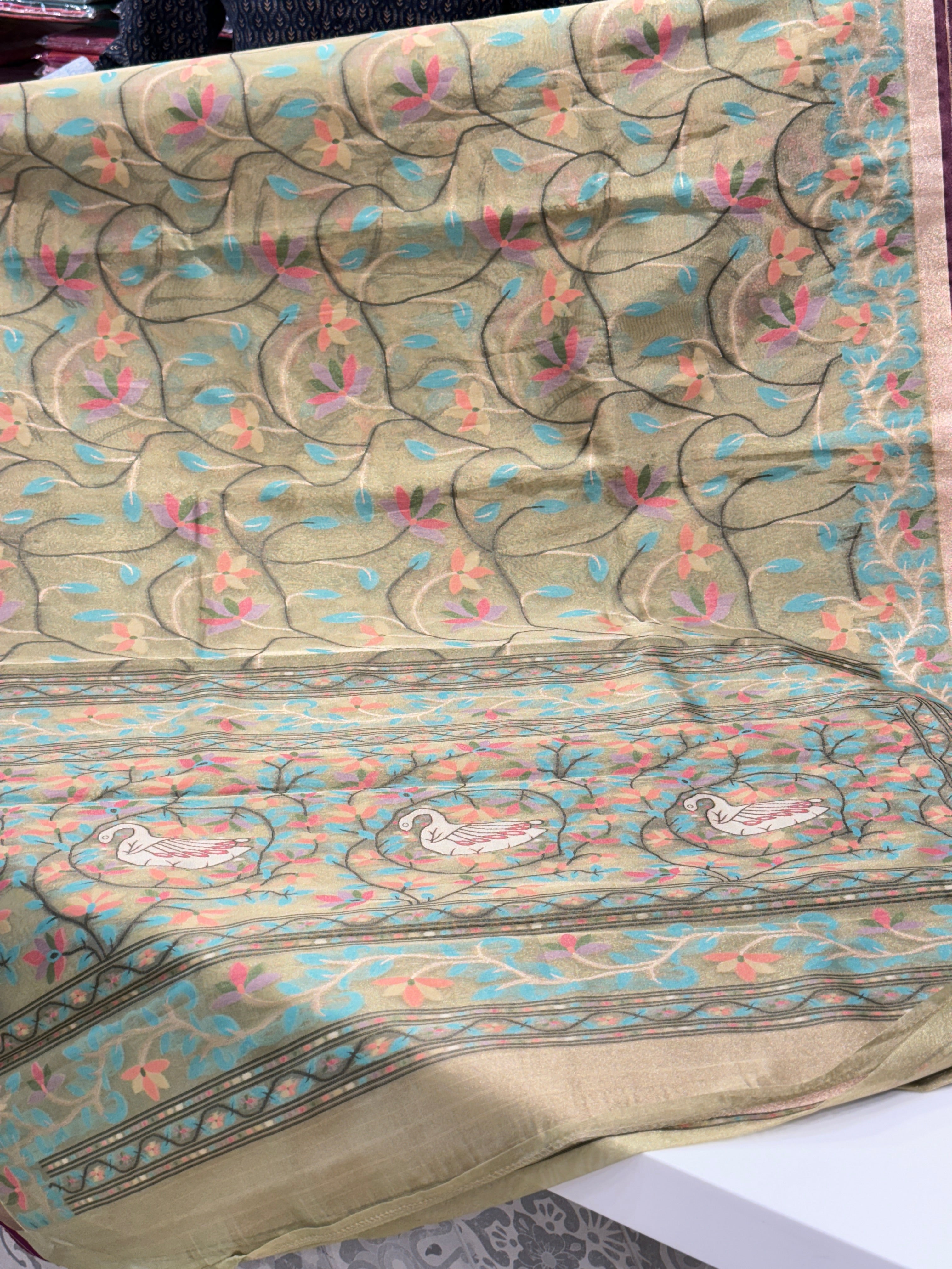 Green Tissue Paithani Duck Pallu Saree