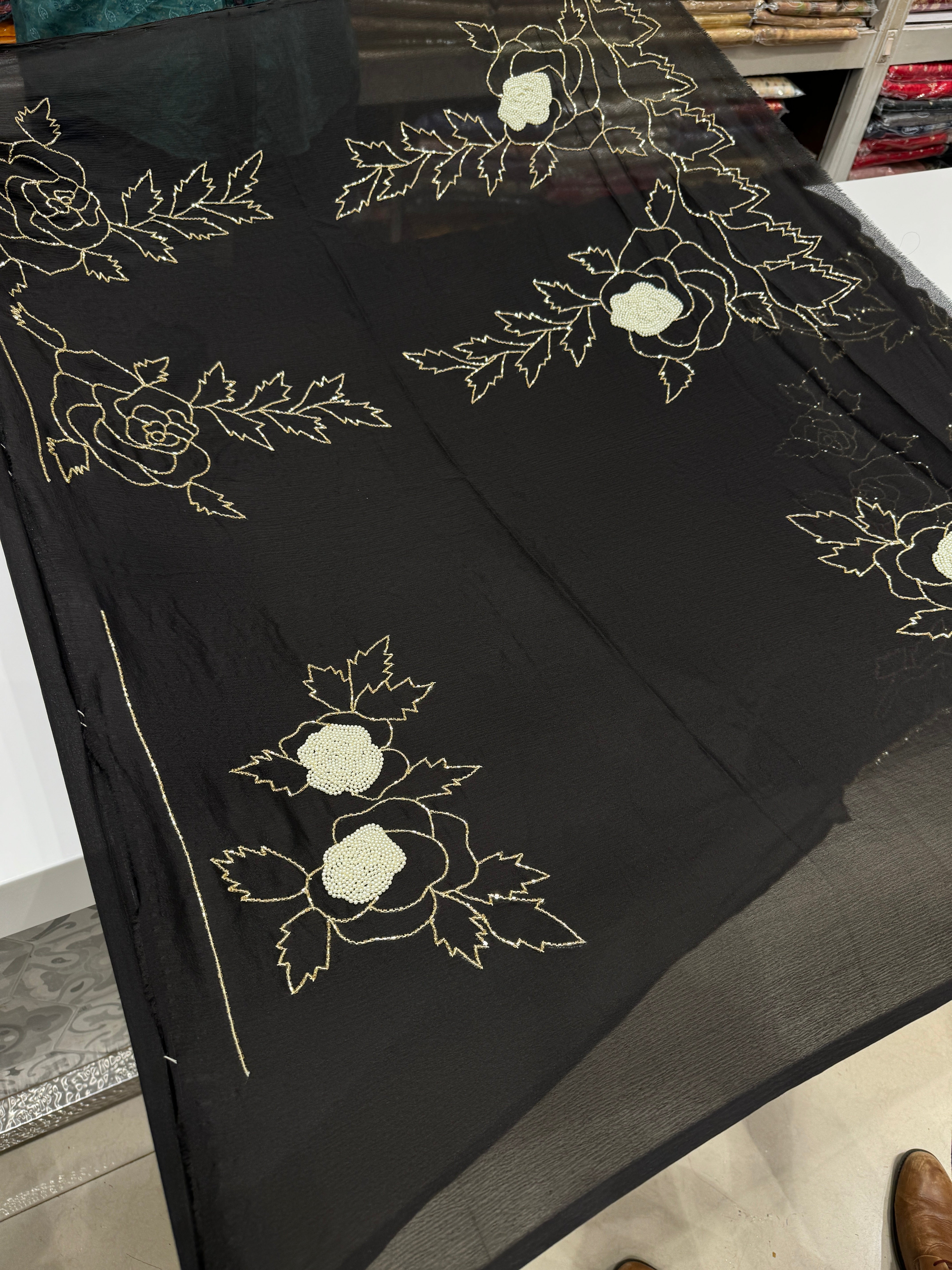 Black Chiffon Rose Edit Saree
