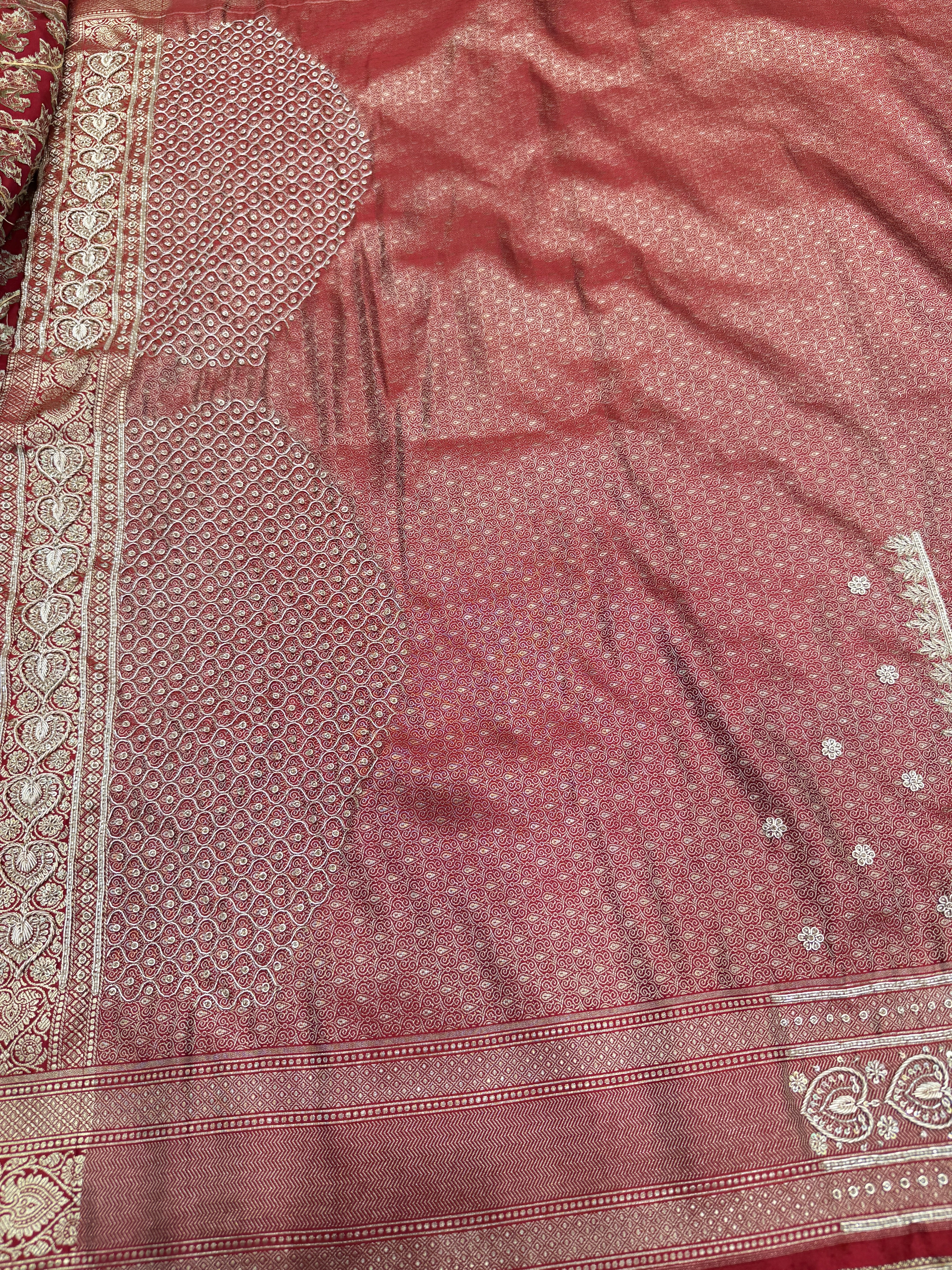 Maroon Banarasi Zardosi Jaal Saree