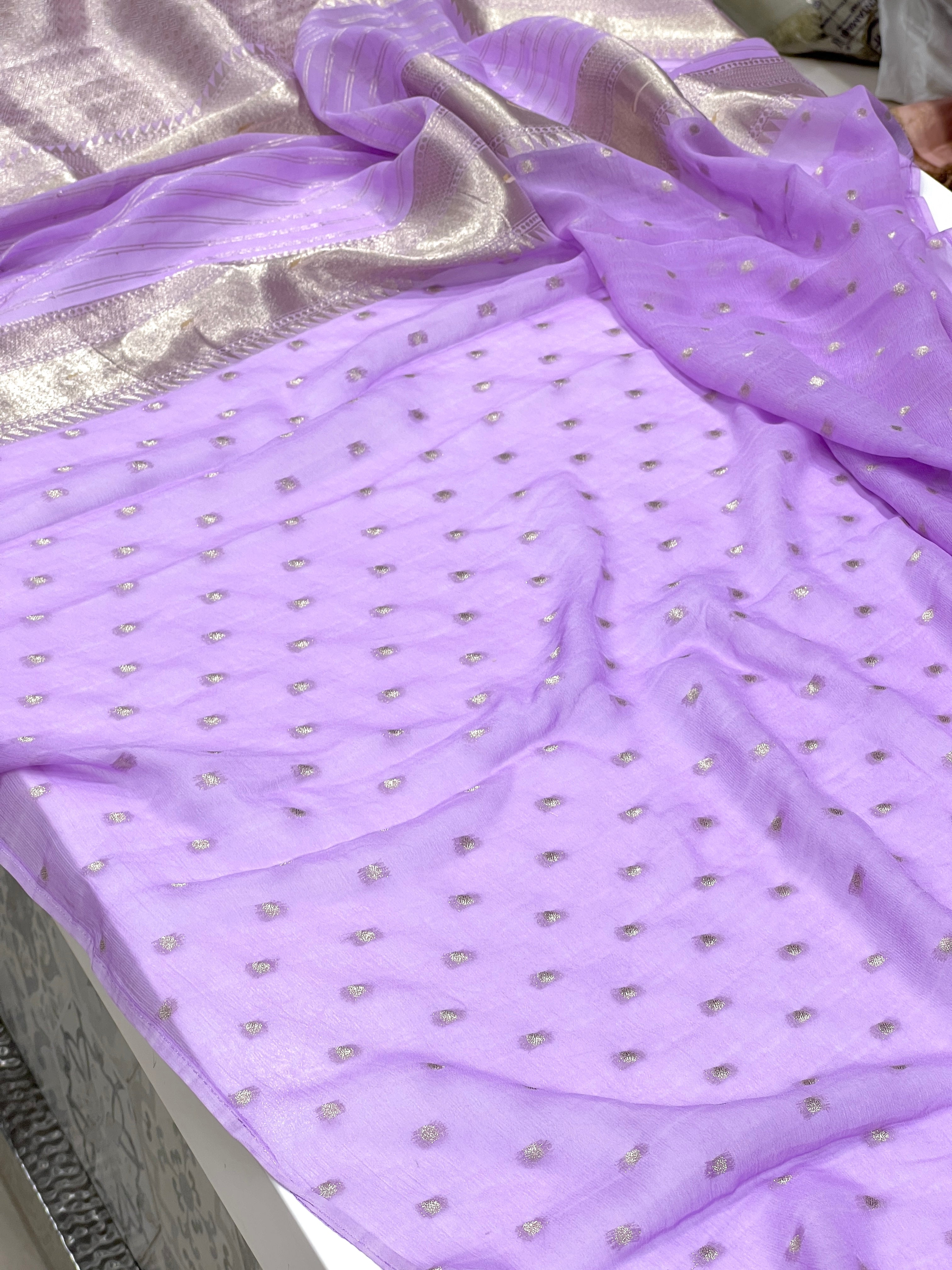 Lilac Vantara Banarasi Khaddi Georgette Saree