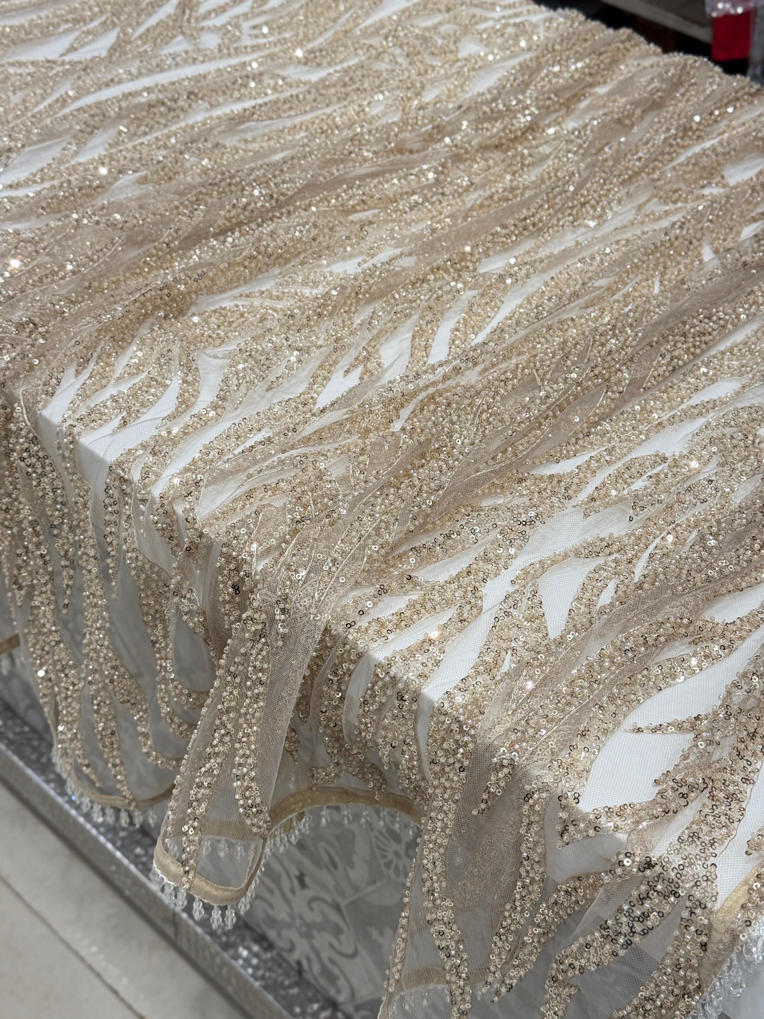 Gold Tiger Print Inspired Net Embroidery Saree