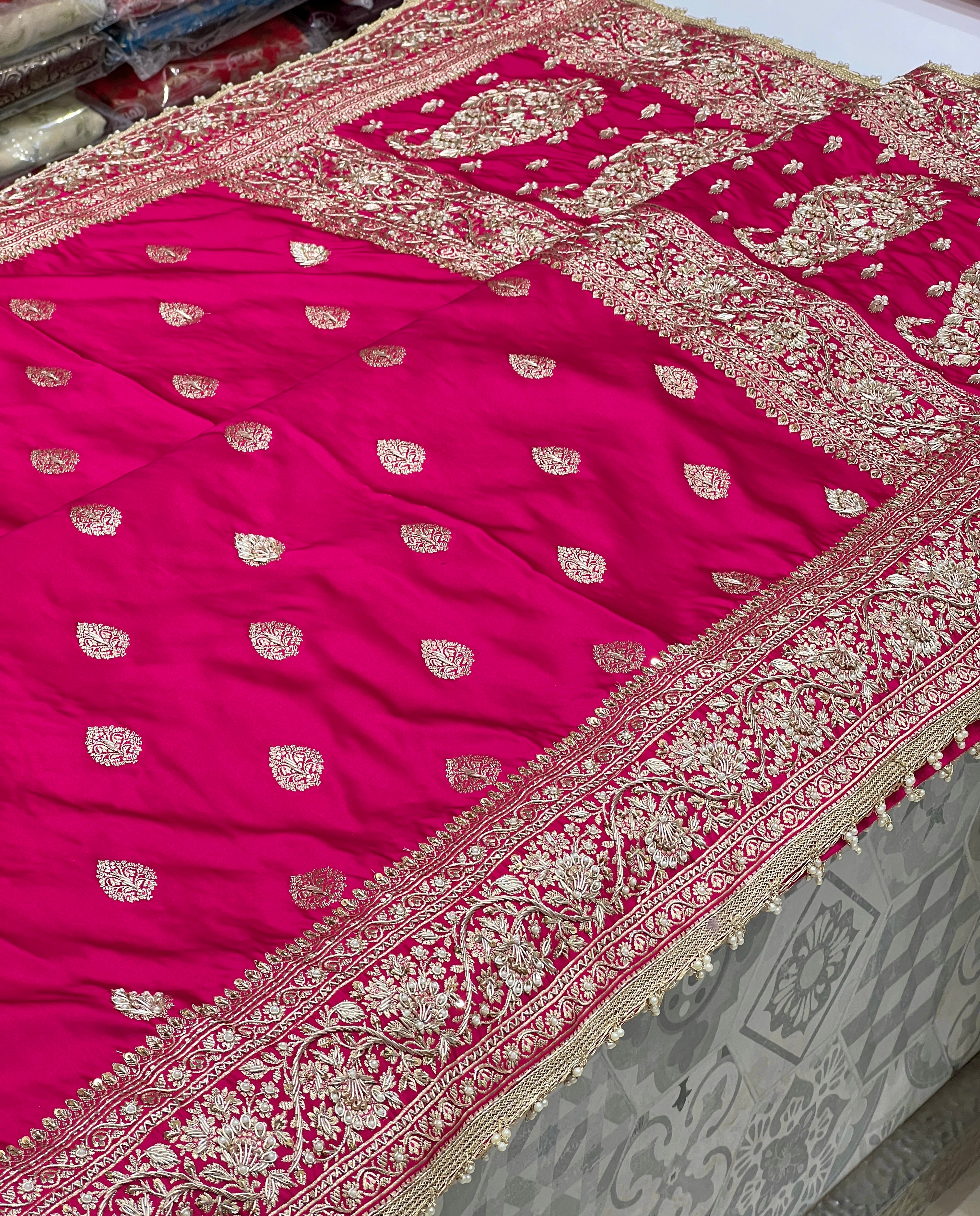 Rani Banarasi Silk Butti Zardozi Saree