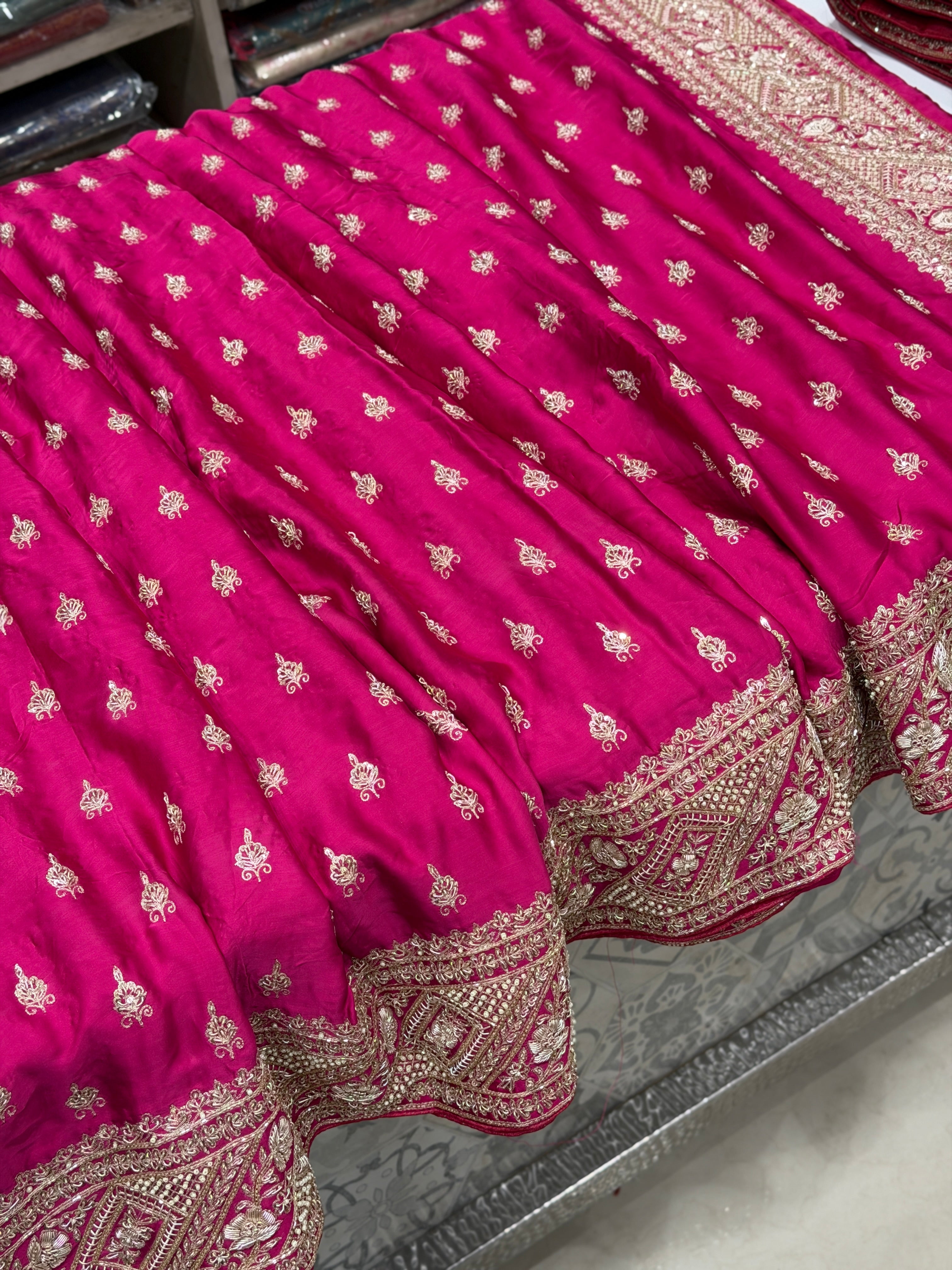 Rani Hand Embroidery Buttis Pure Satin Zardosi Embroidery