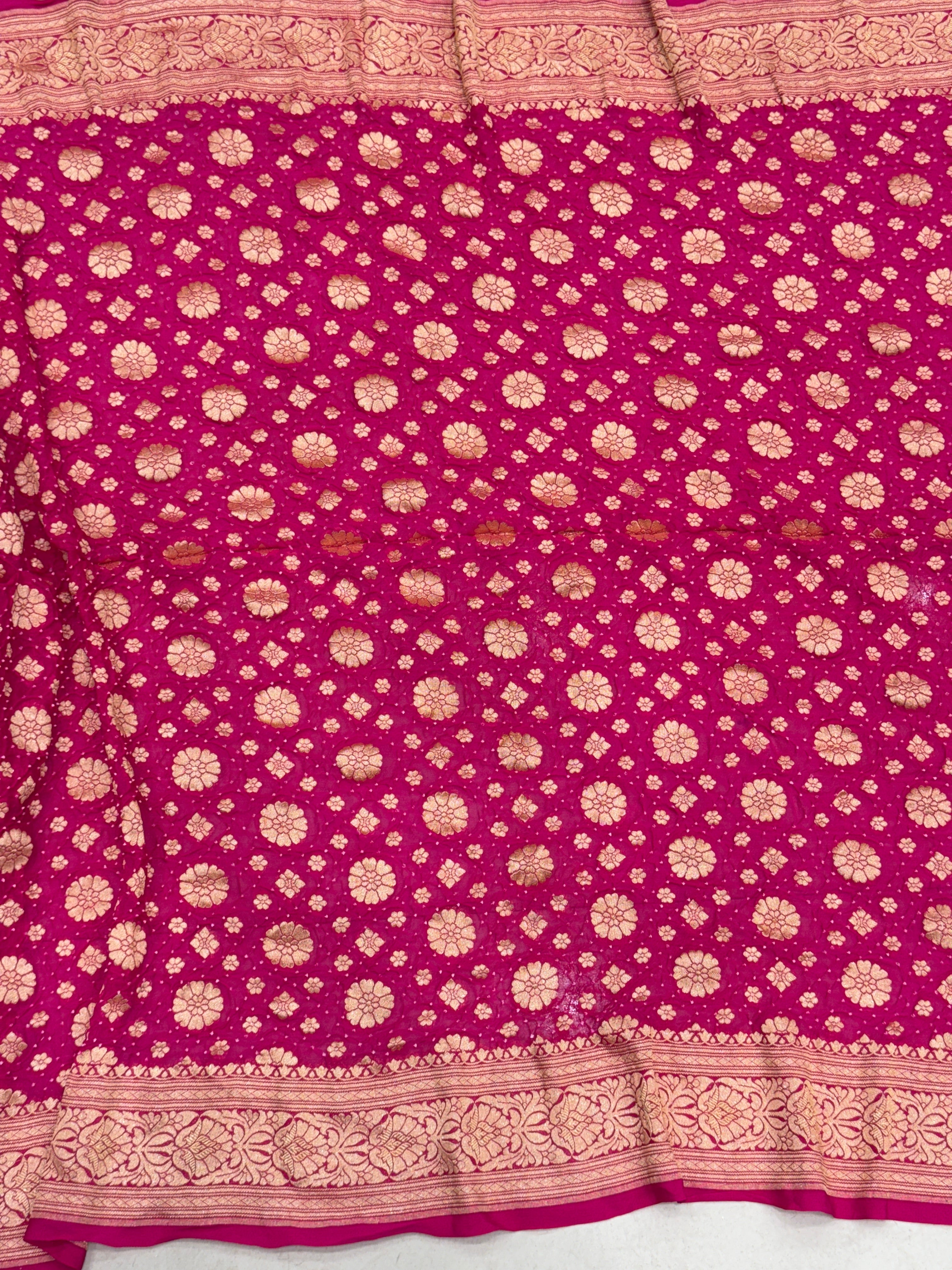 Rani Contemporary Bandhej Bandhini Saree