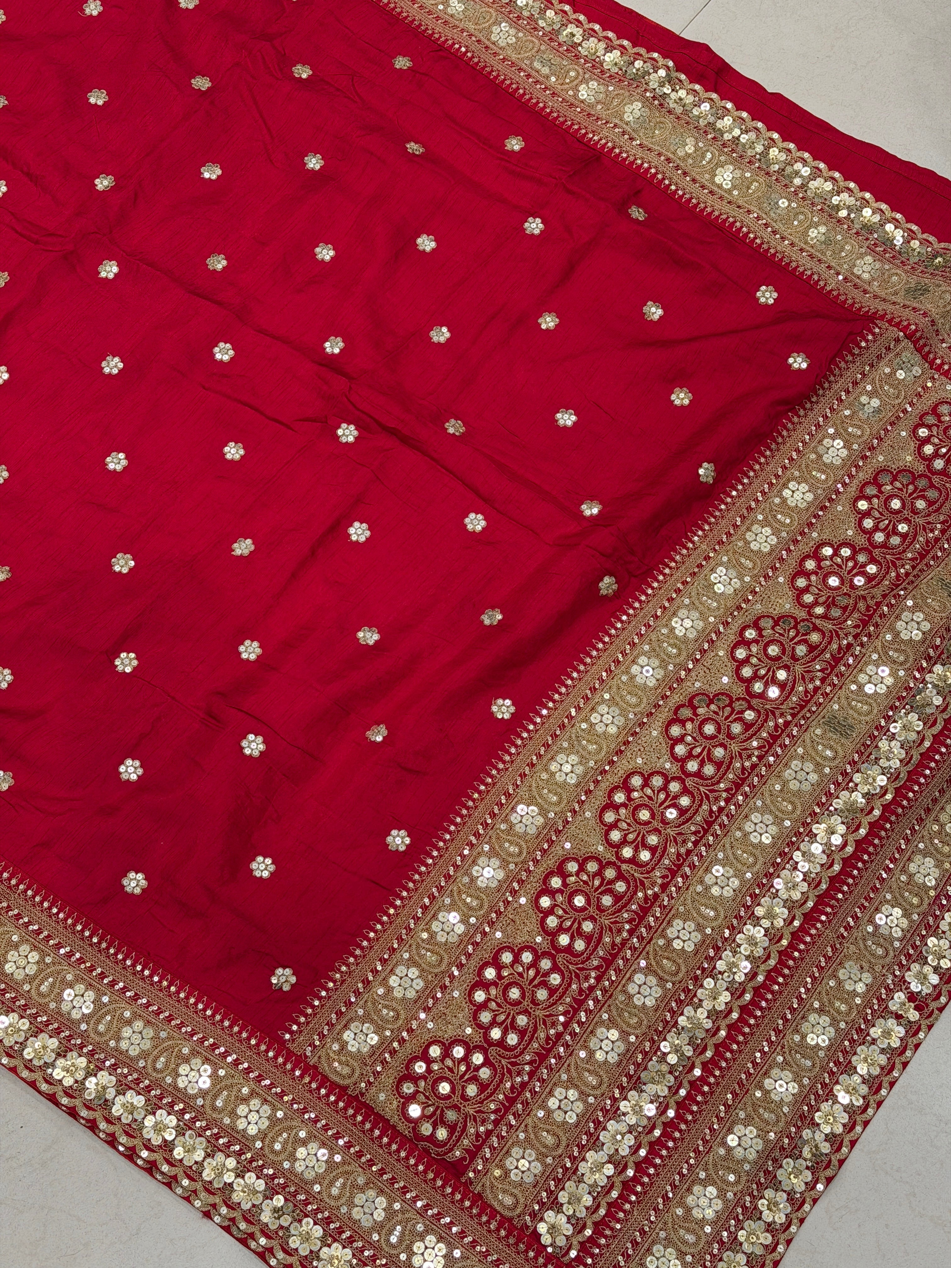 Red Sabyasachi Inspired Marodi Embroidery Pure Silk Saree jaal pallu Saree