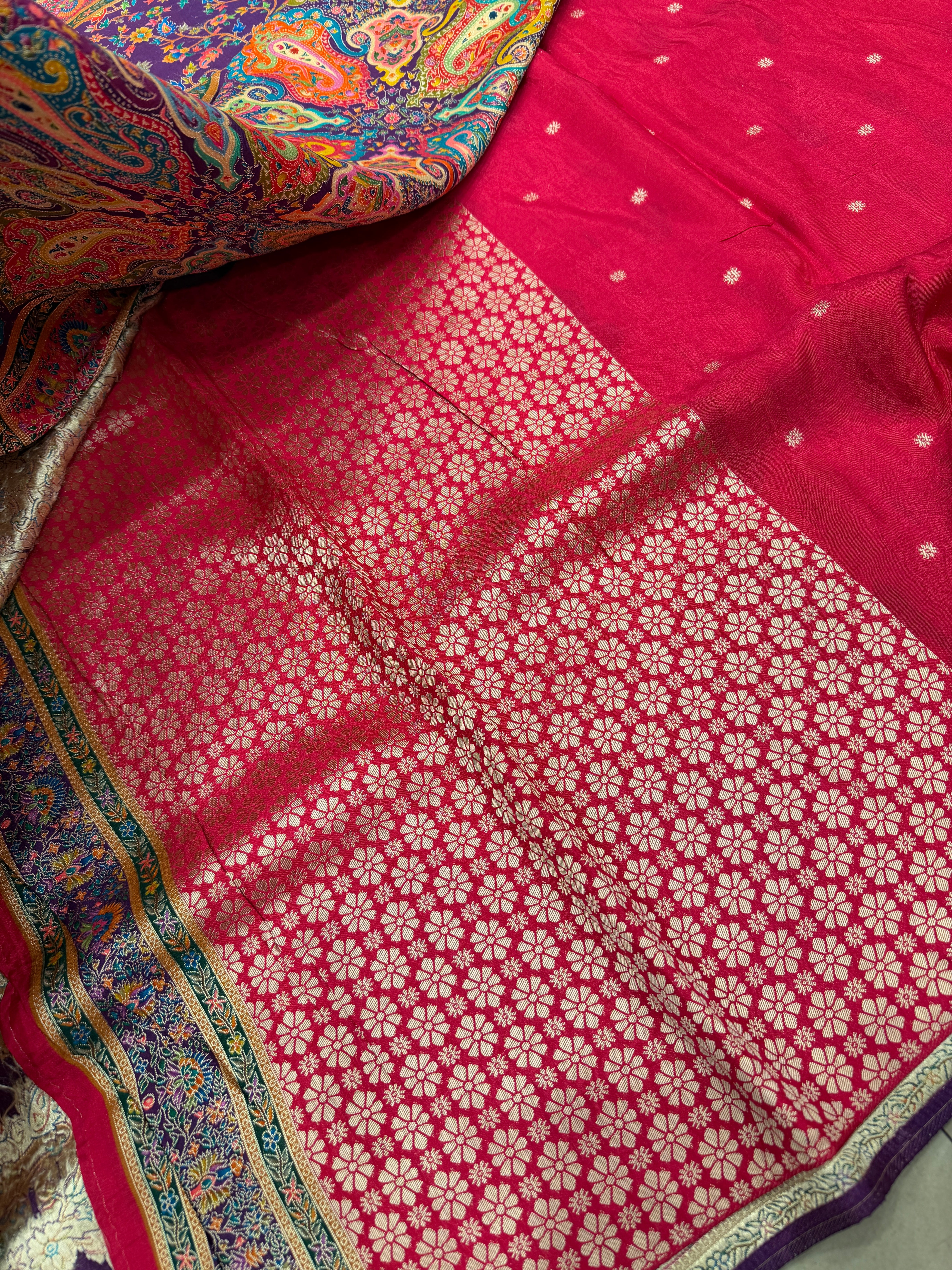 Violet Weaved Pashmina Style Multi Colour Saree