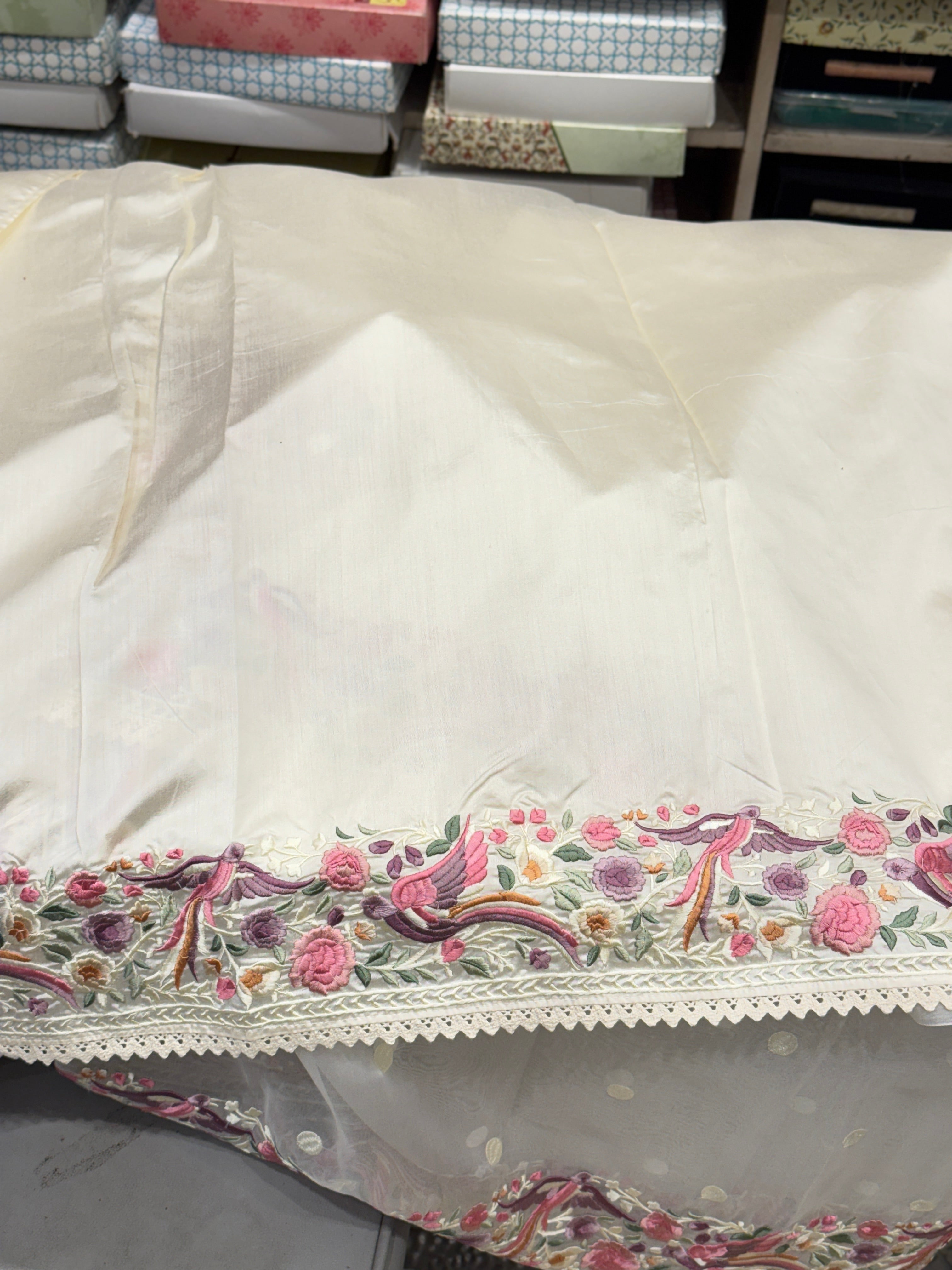 White Organza Parsi Gara Saree