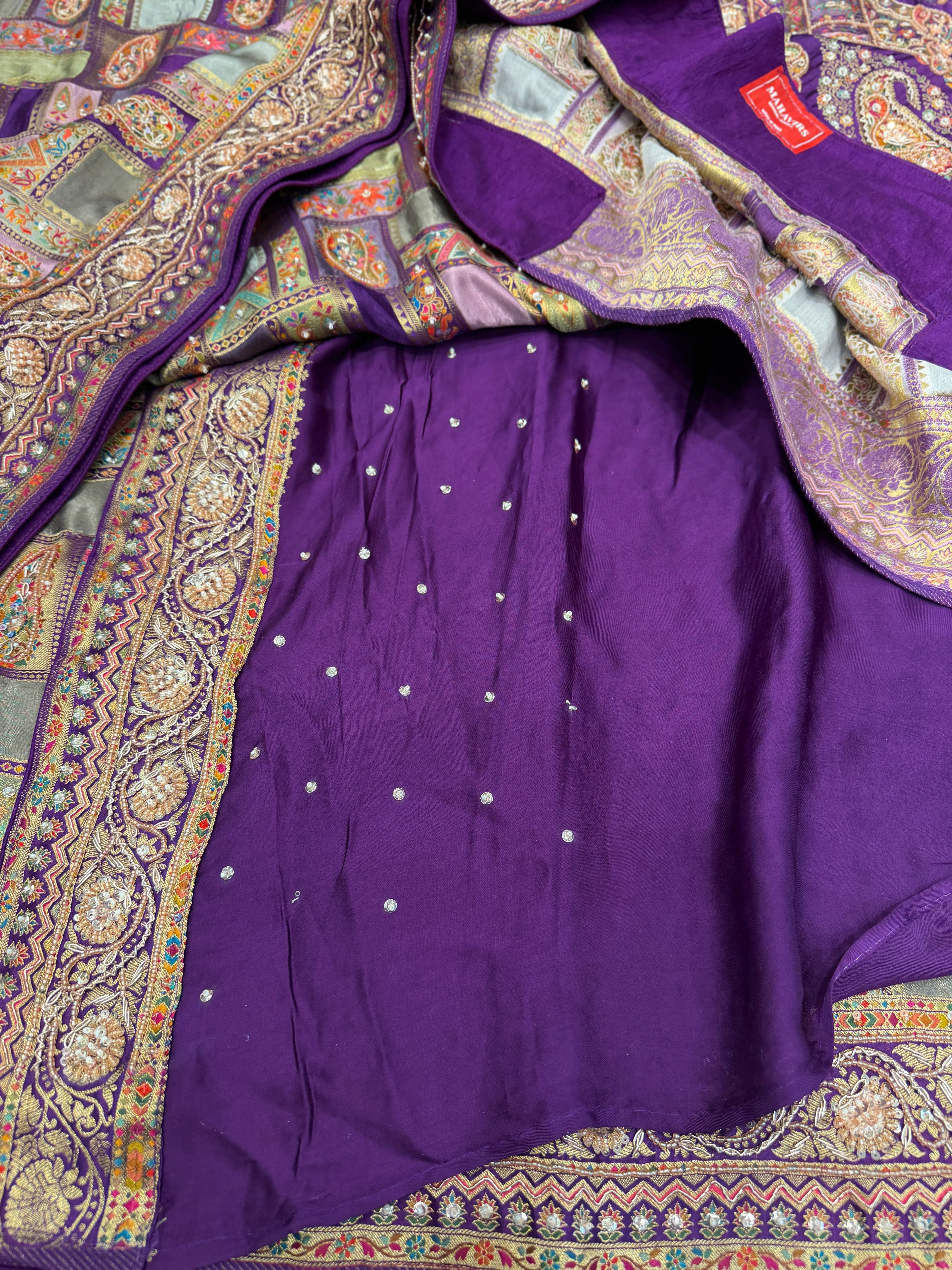 Violet Modal Rangkat Hand Embroidery Moti Sequin Saree