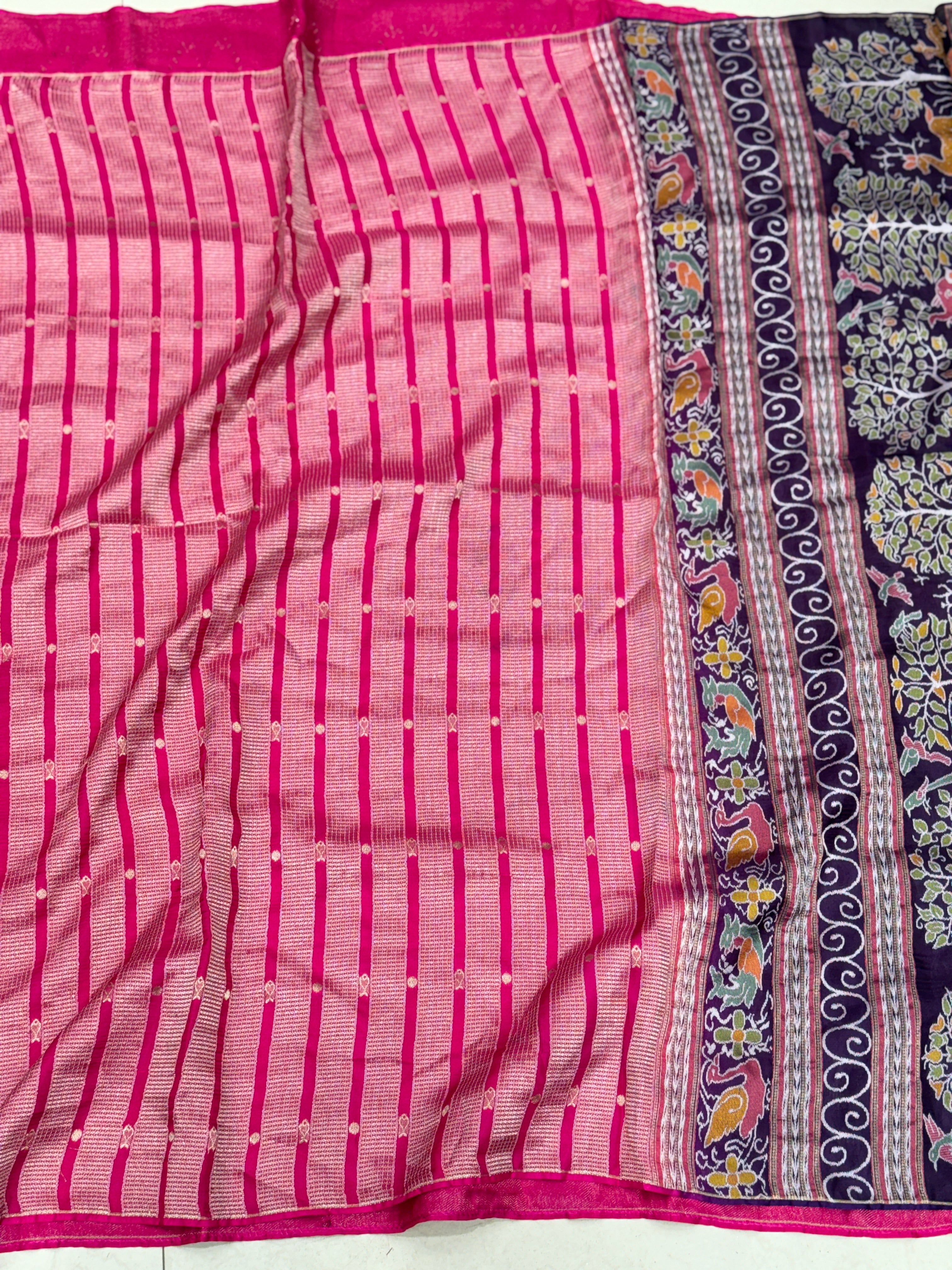 Rani Magenta Madhuri Dixit Inspired Banarasi Munga Saree