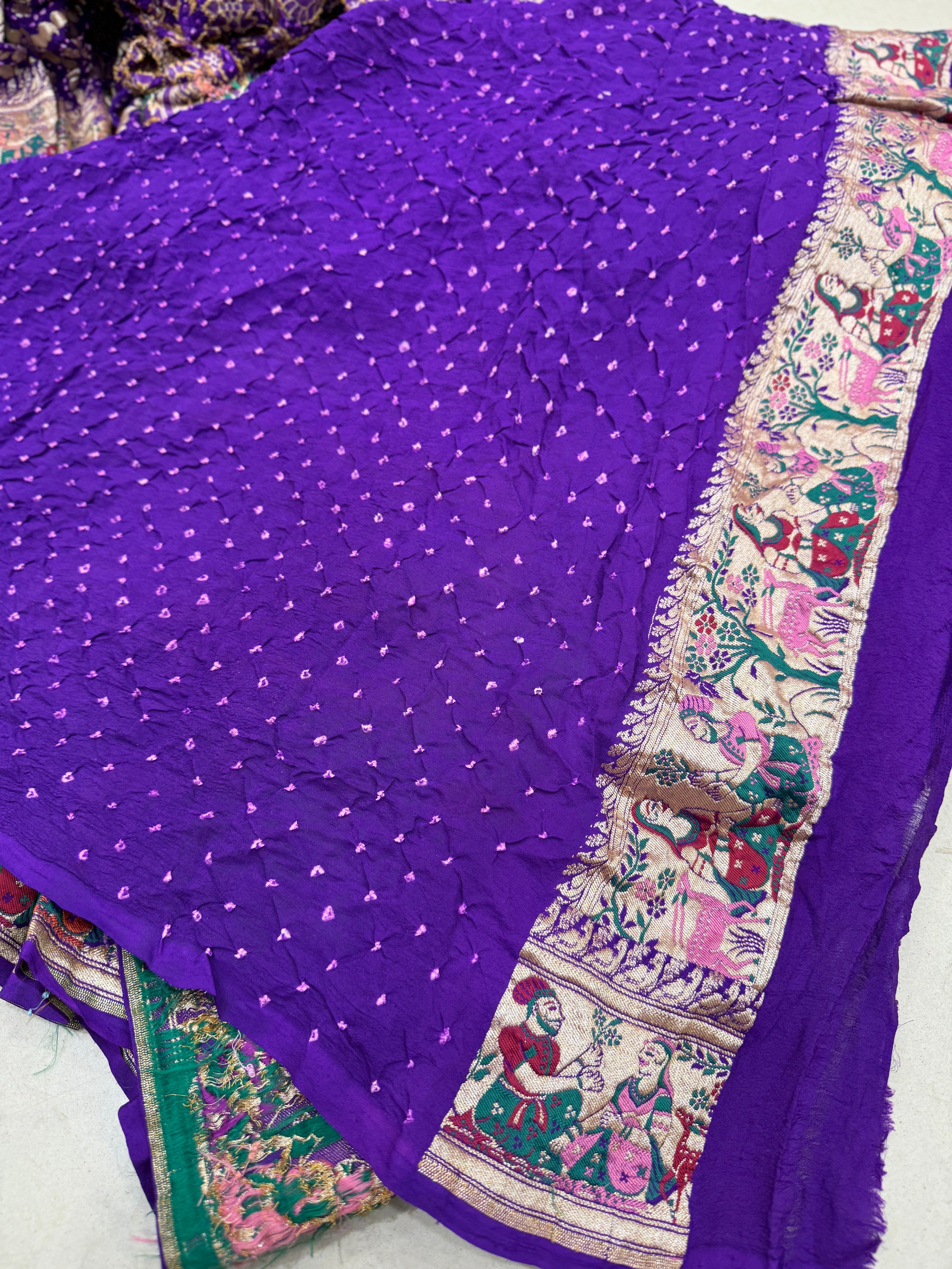 Violet Meenakari Rai Forest Theme Bandhej Saree