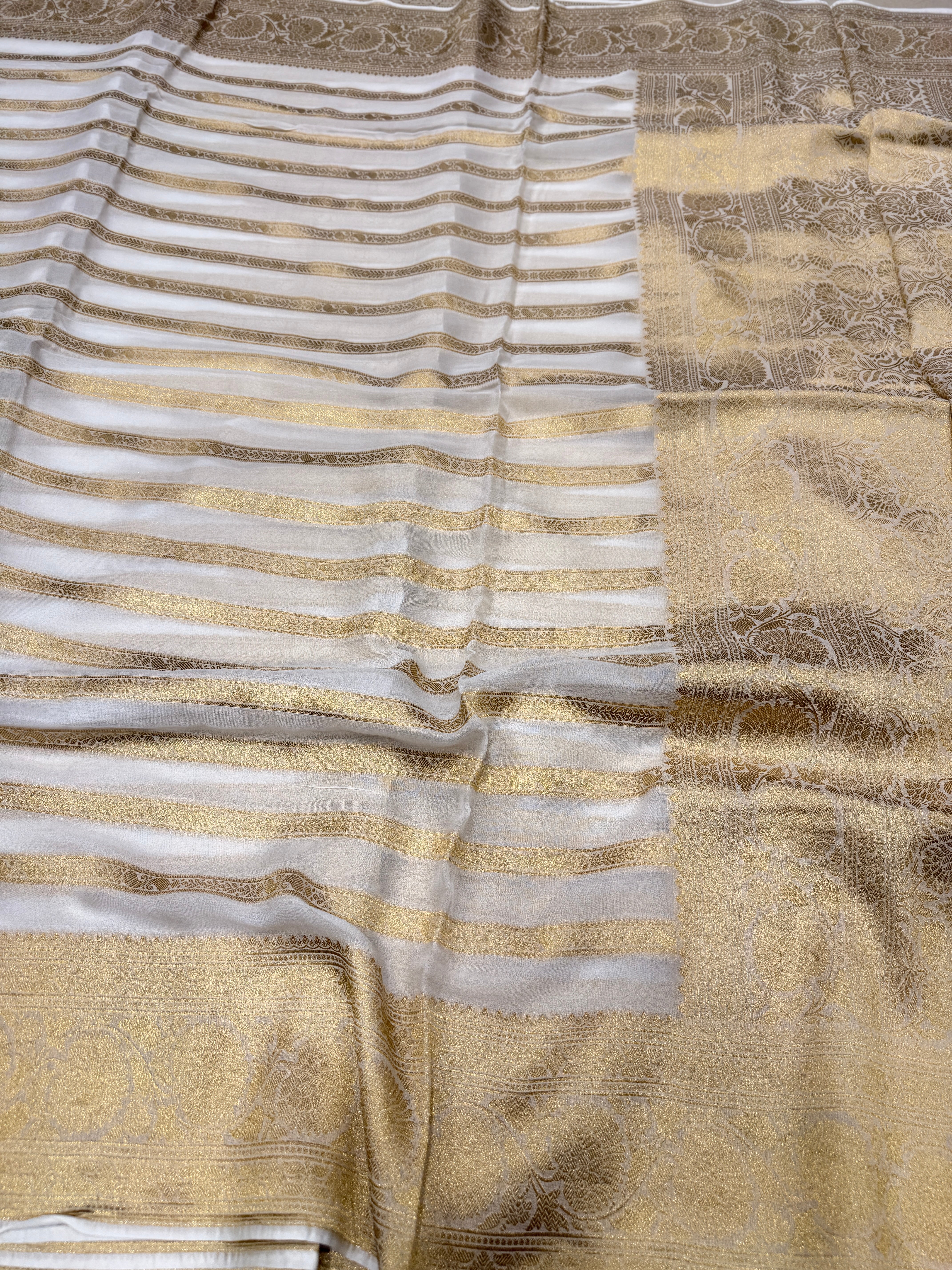 White Contemporary Banarasi Khaddi Georgette Saree