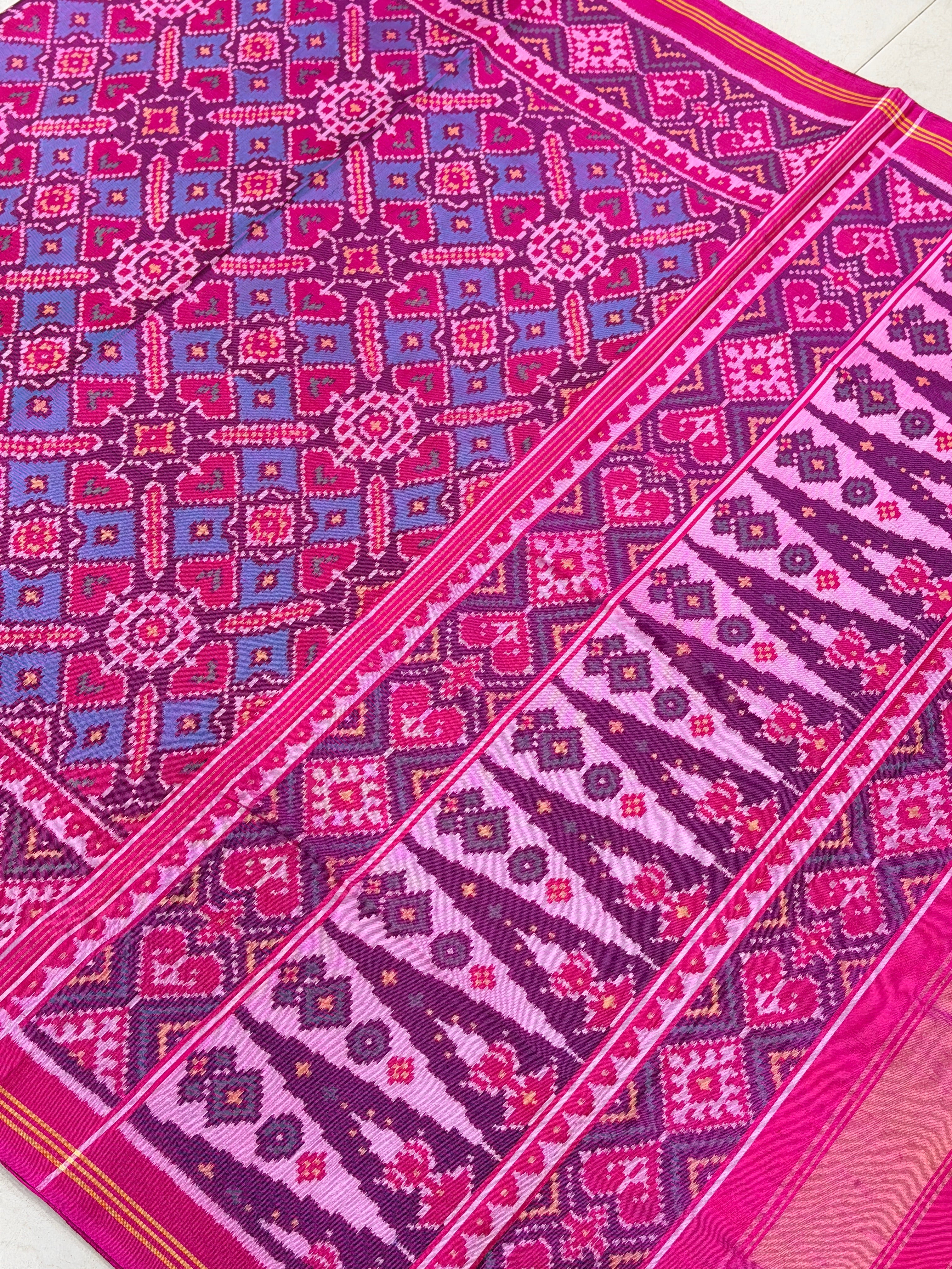 Rani Pink Manek Chowk Pure Silk Patan Patola Handloom Saree