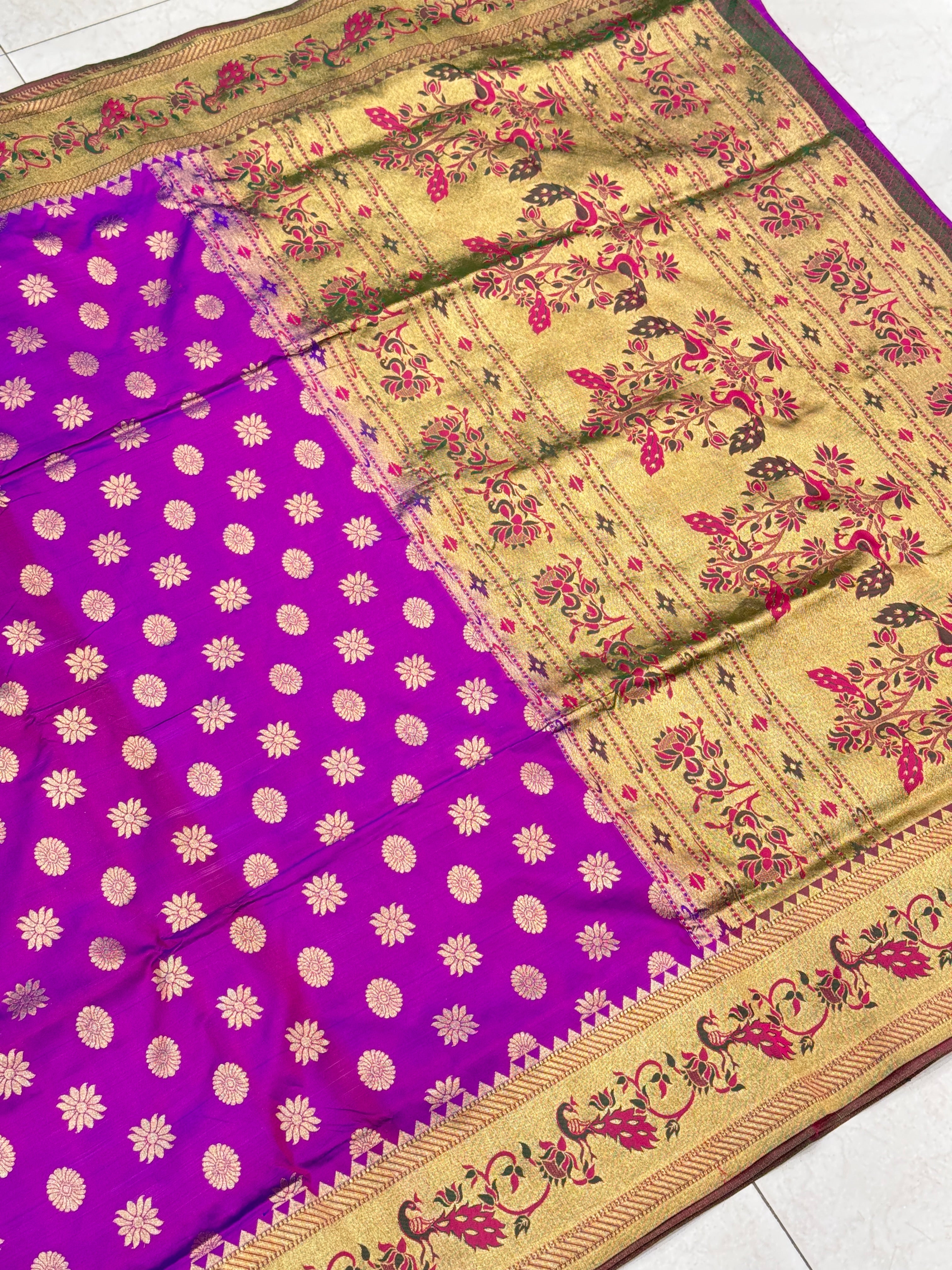 Violet Pure Silk Paithani Saree