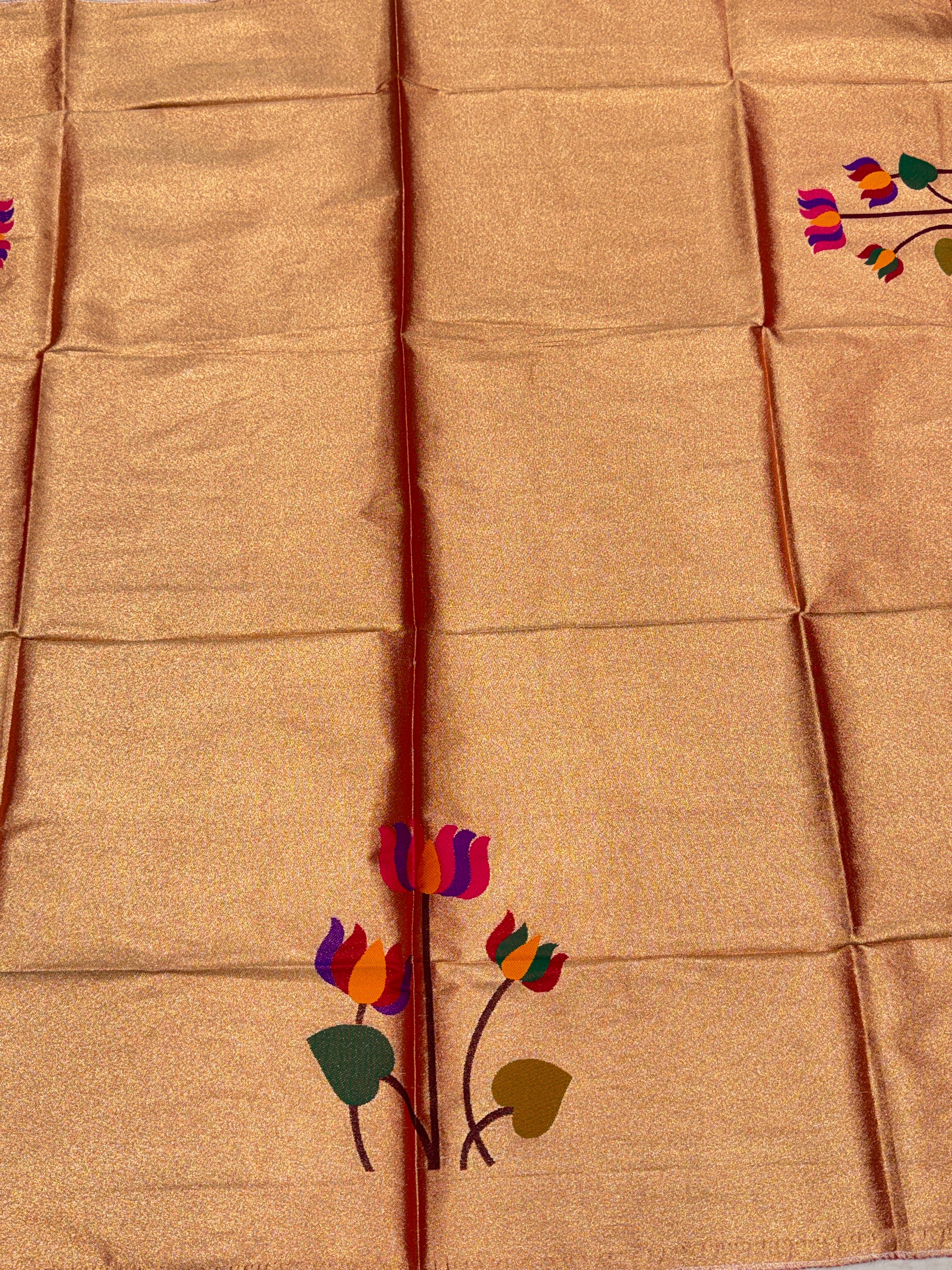 Lotus Motif Tissue Paithani Blouse Piece