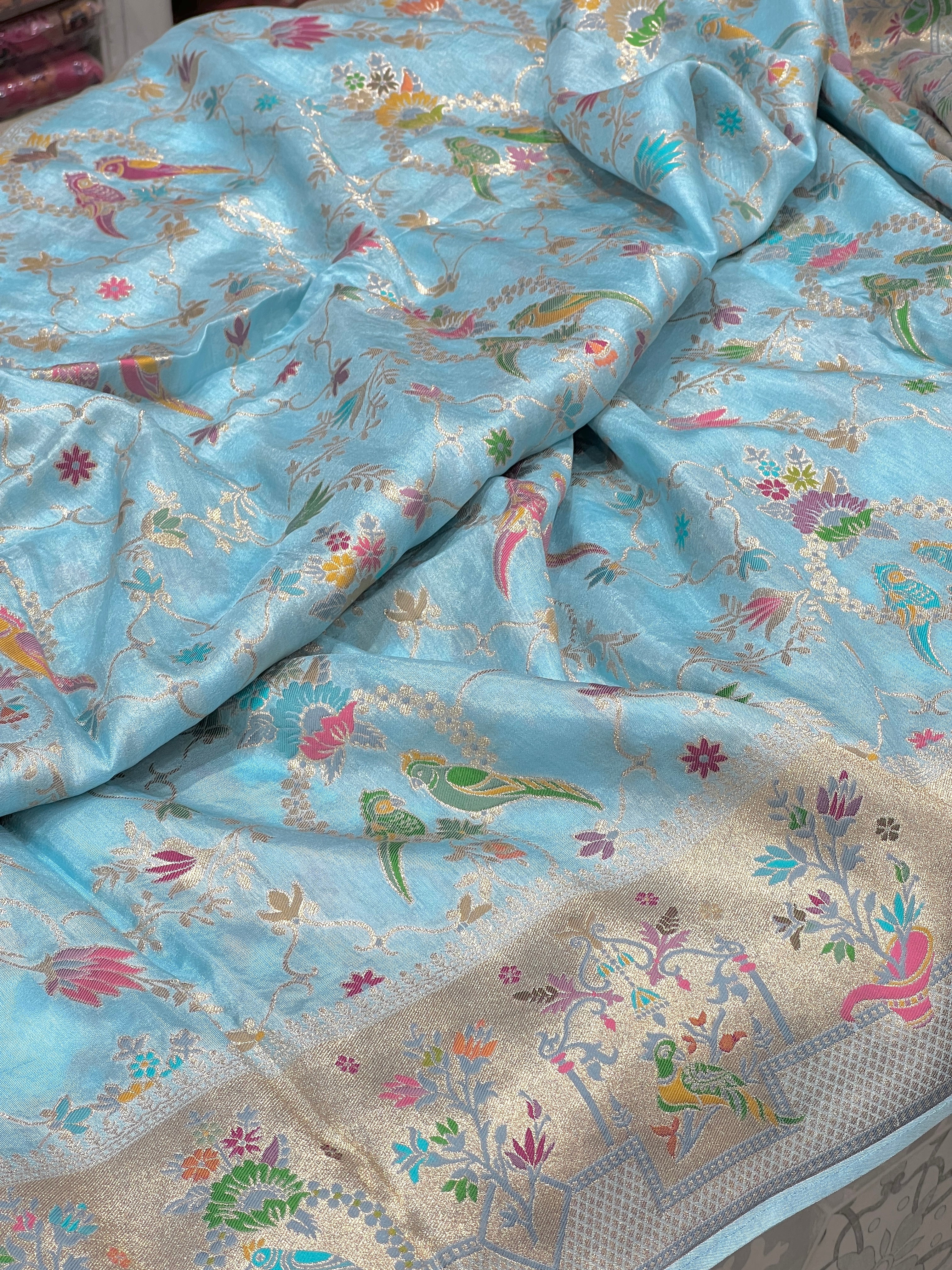 Blue Munga Silk Shikara Saree