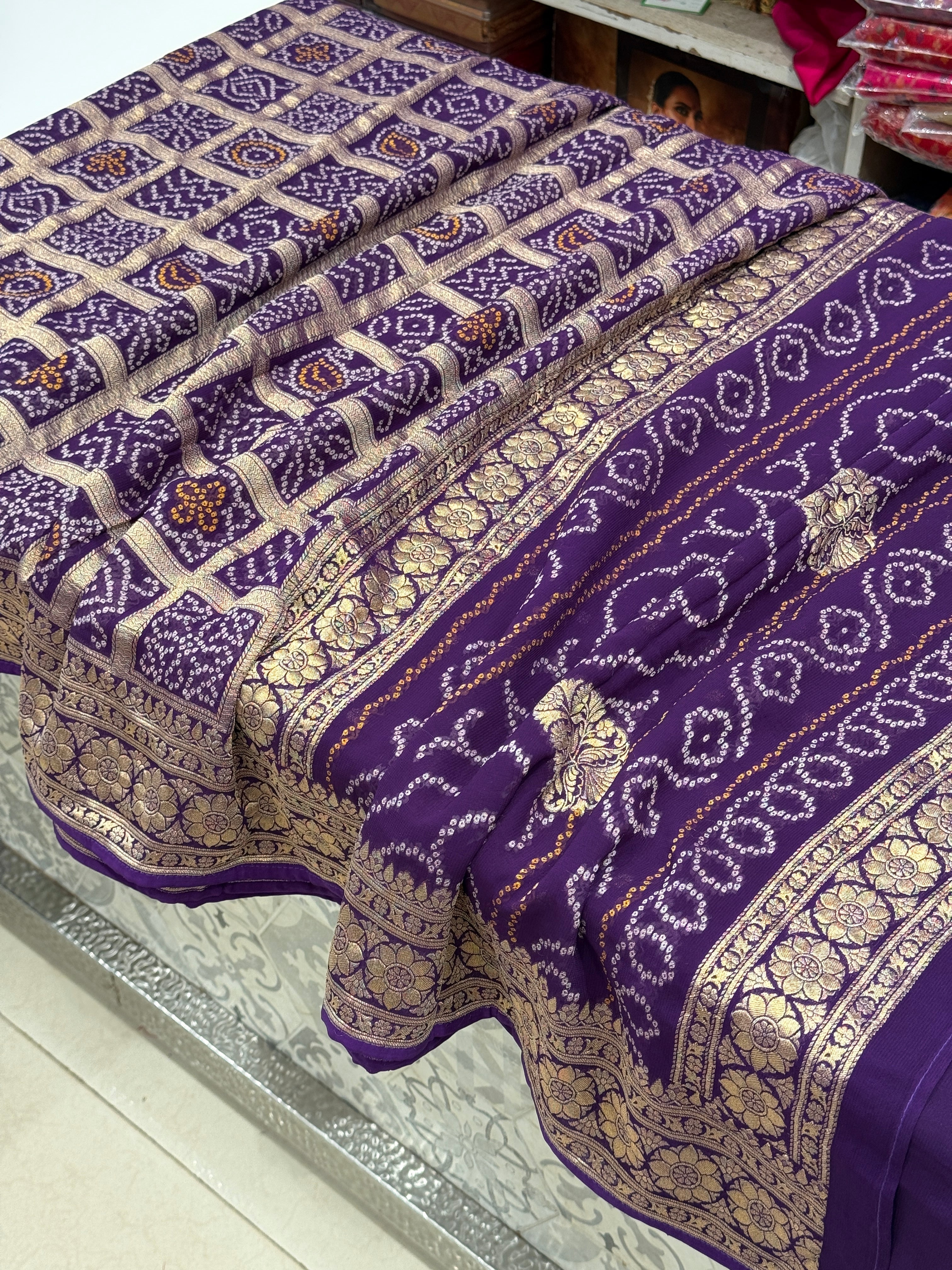 Purple Woven Bandhej Traditional Gharchola Saree