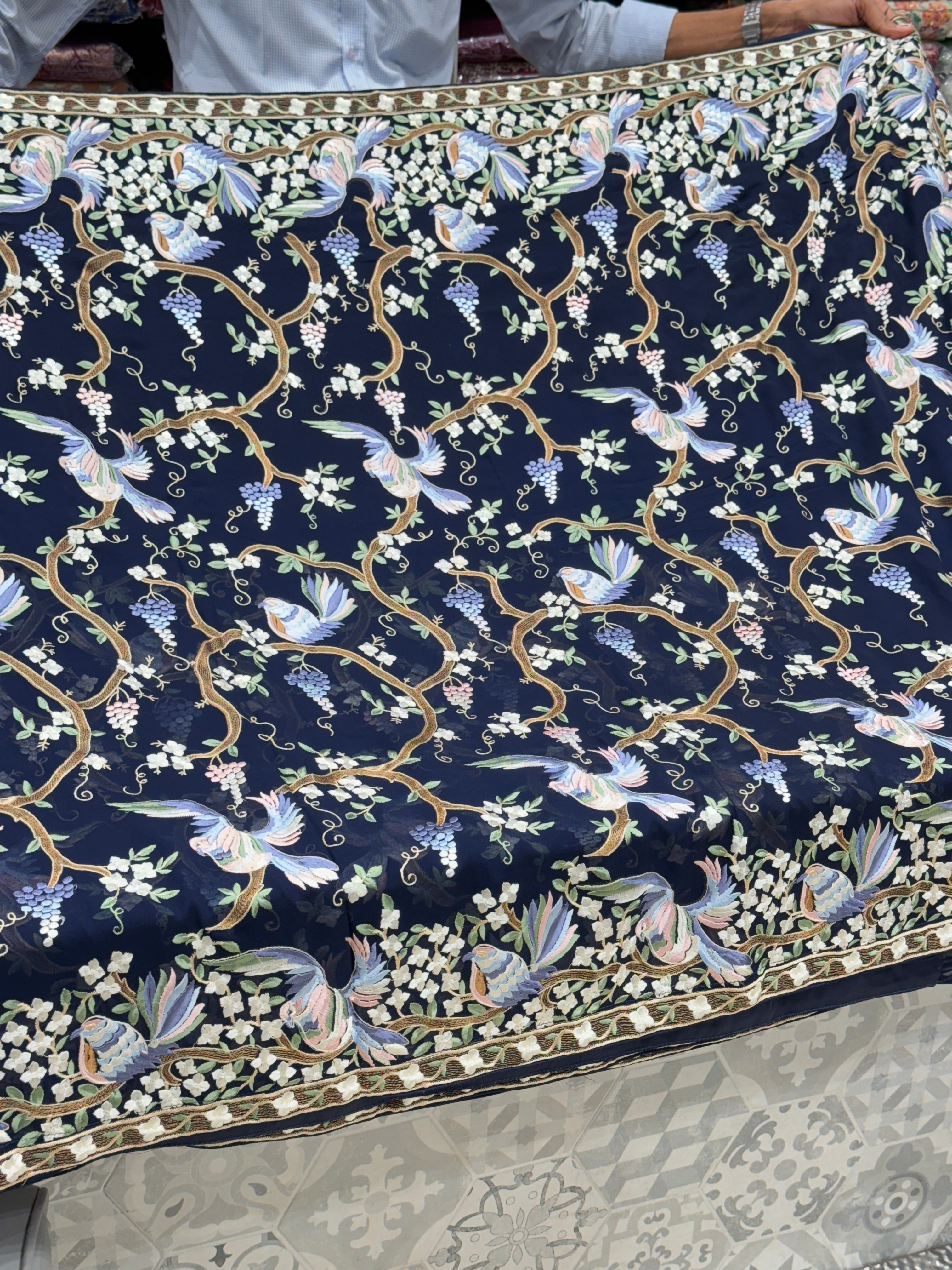 Blue Georgette Chakla Chakli Parsi Gara Saree