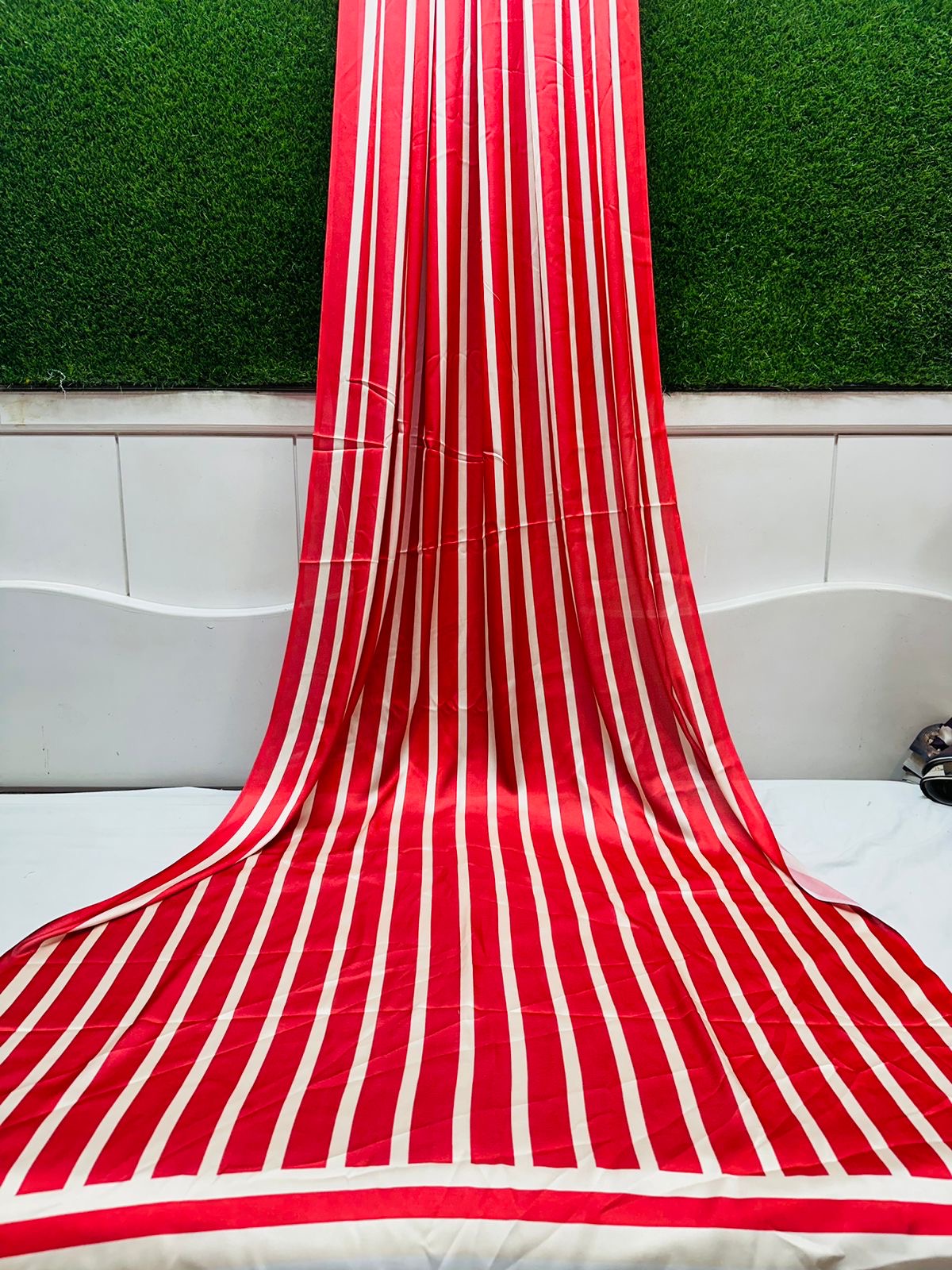 Red Digital Satin Contemporary Style