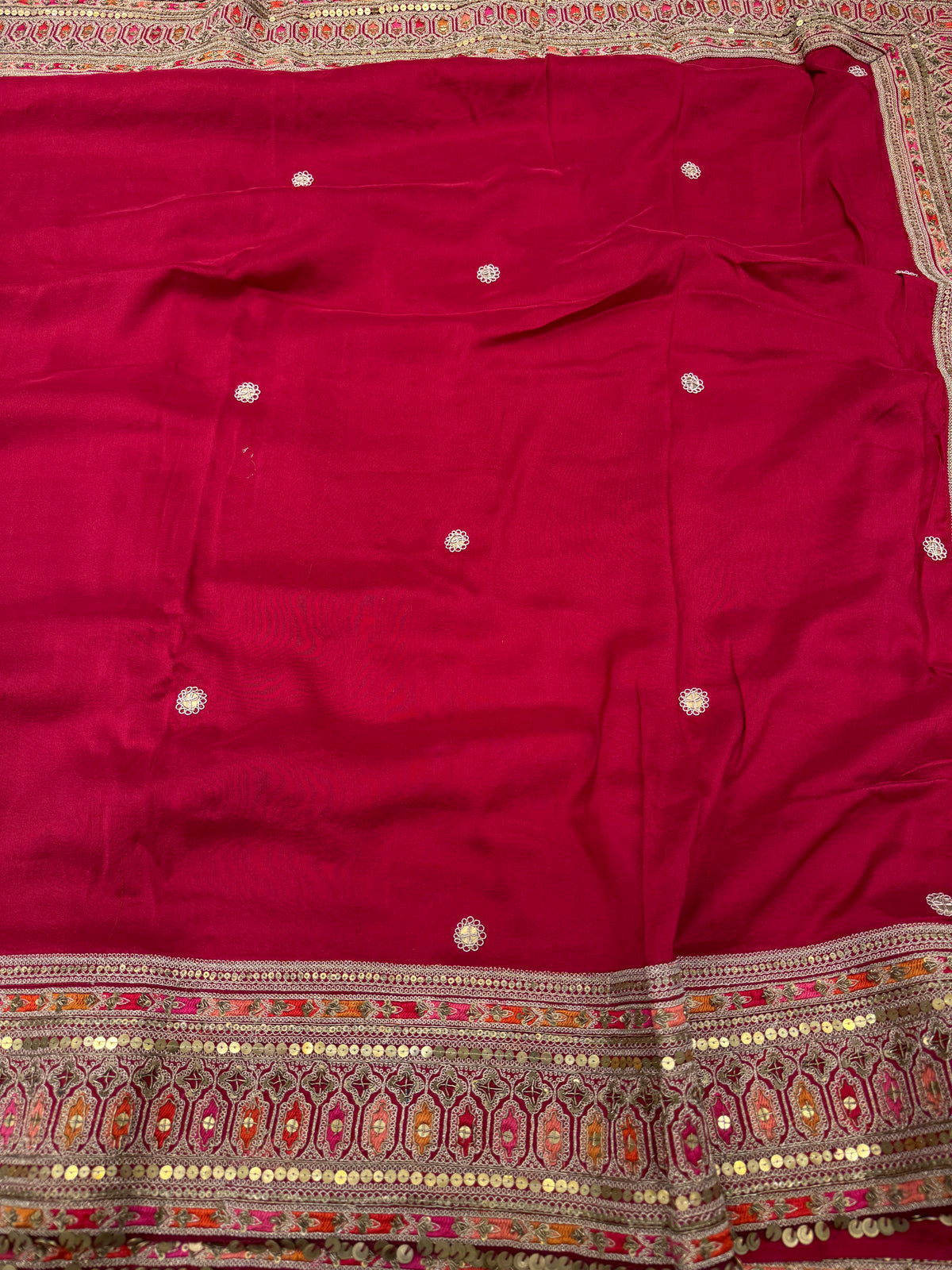 Red Pure Silk Sabyasachi Inspired Marodi Embroidery Saree