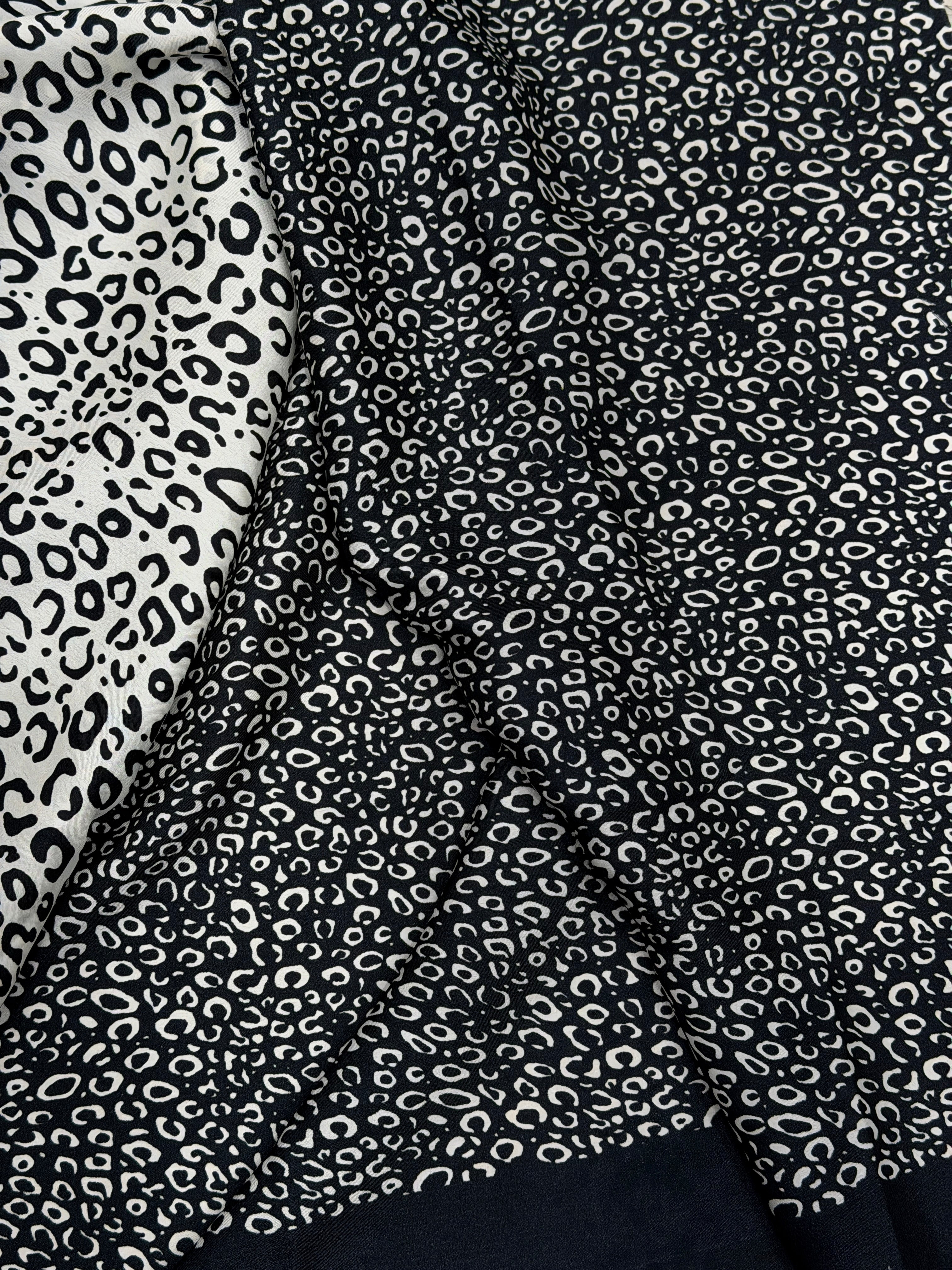 Black Animal Print Turning Design Satin Saree