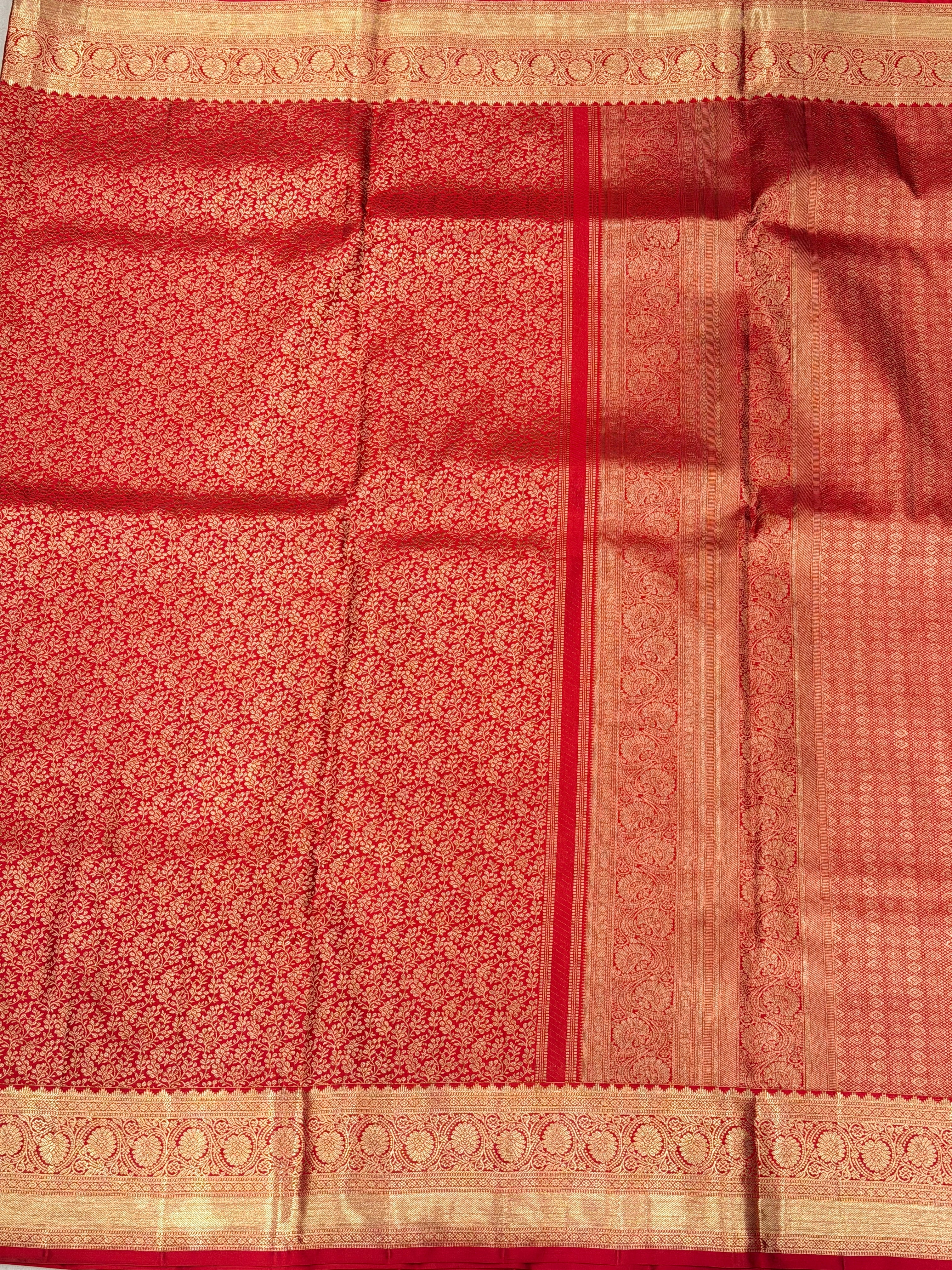 Red Delicate Jaal Pure Silk Kanjivaram Saree