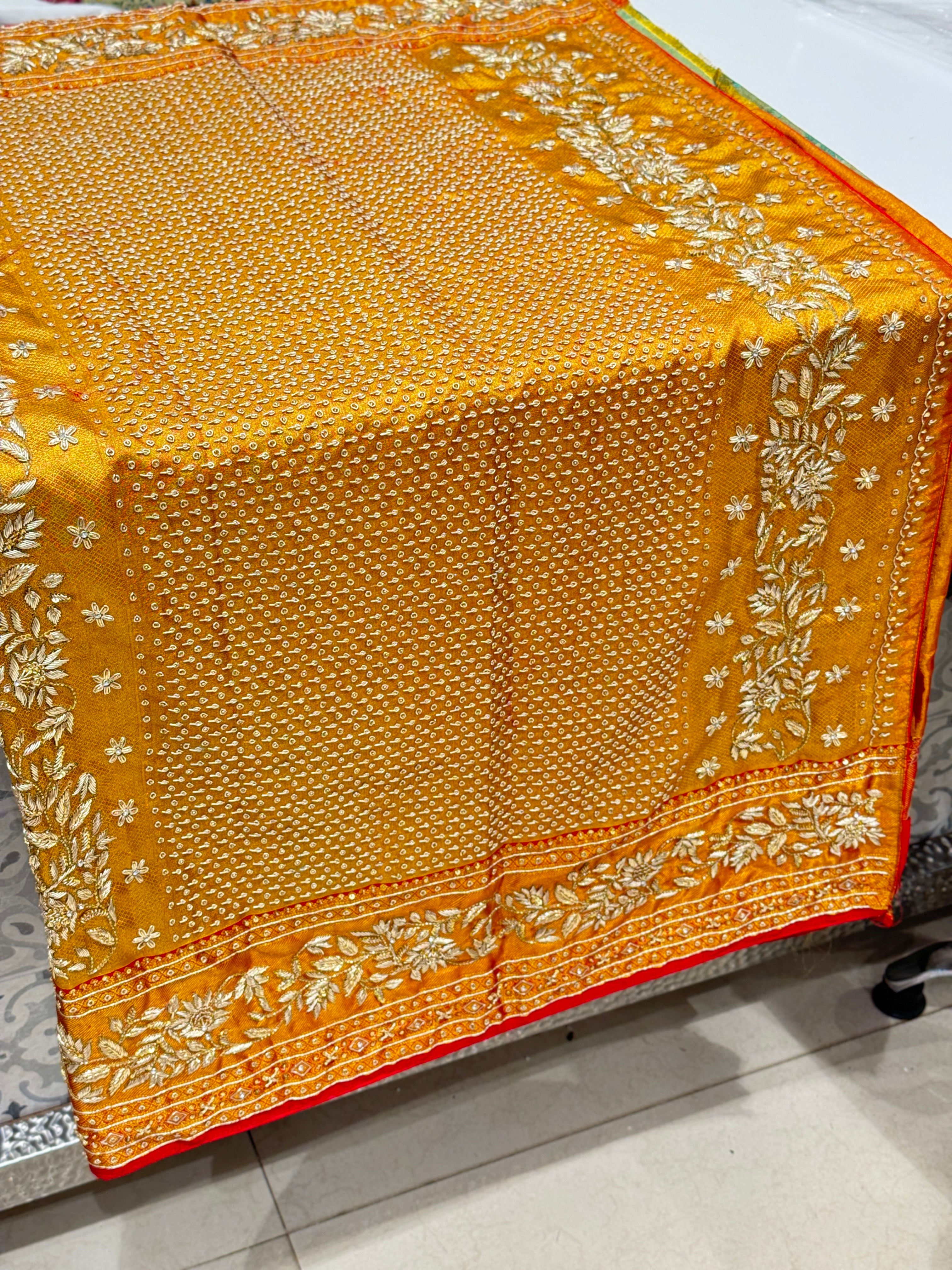 Sea Green Kanjivaram Hand Embroidery Zardosi Saree