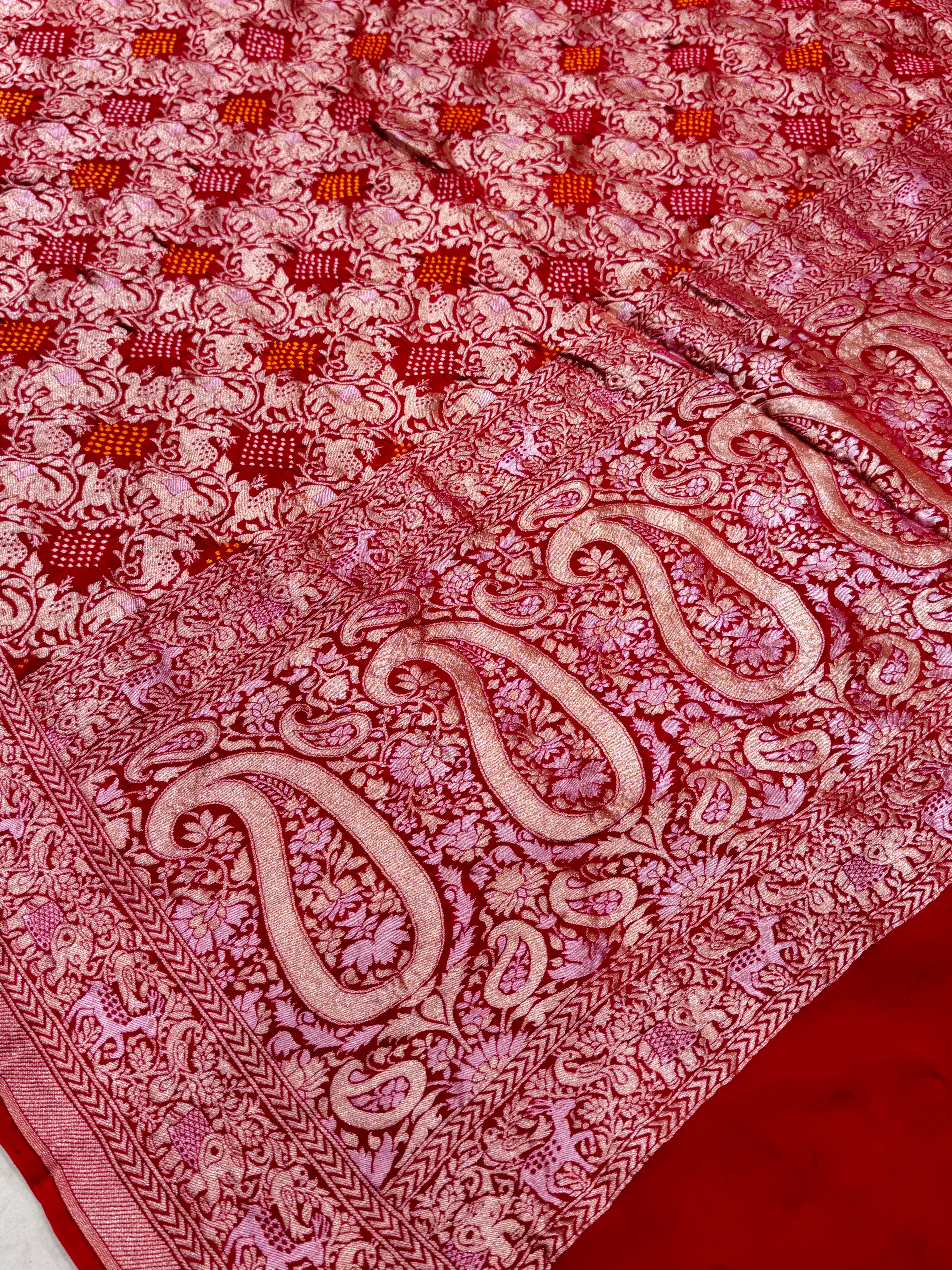 Red Sona Roopa Rai Bandhej Saree