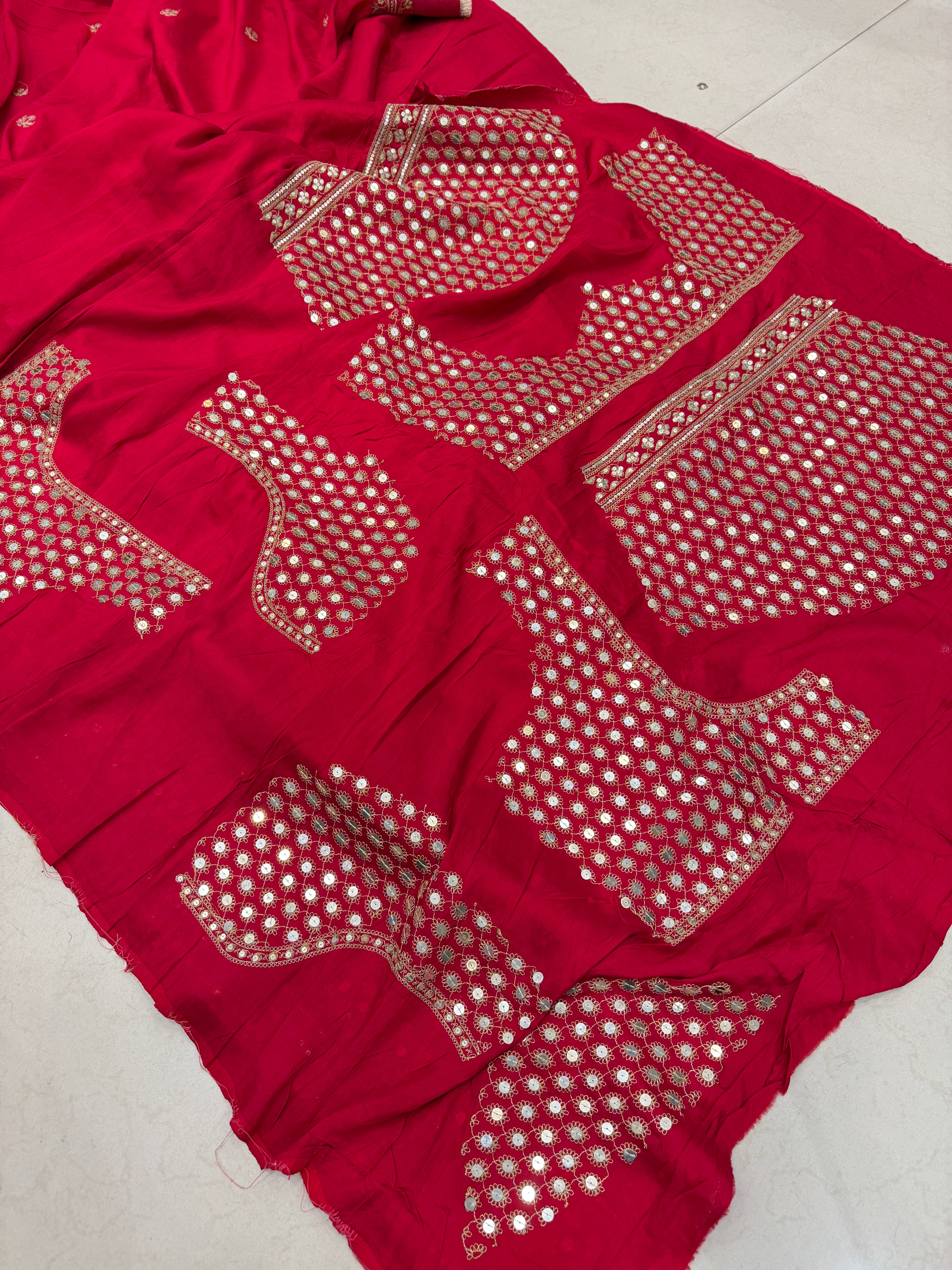 Red Marodi Embroidery Sabyasachi Inspired Pure Silk Butti Saree