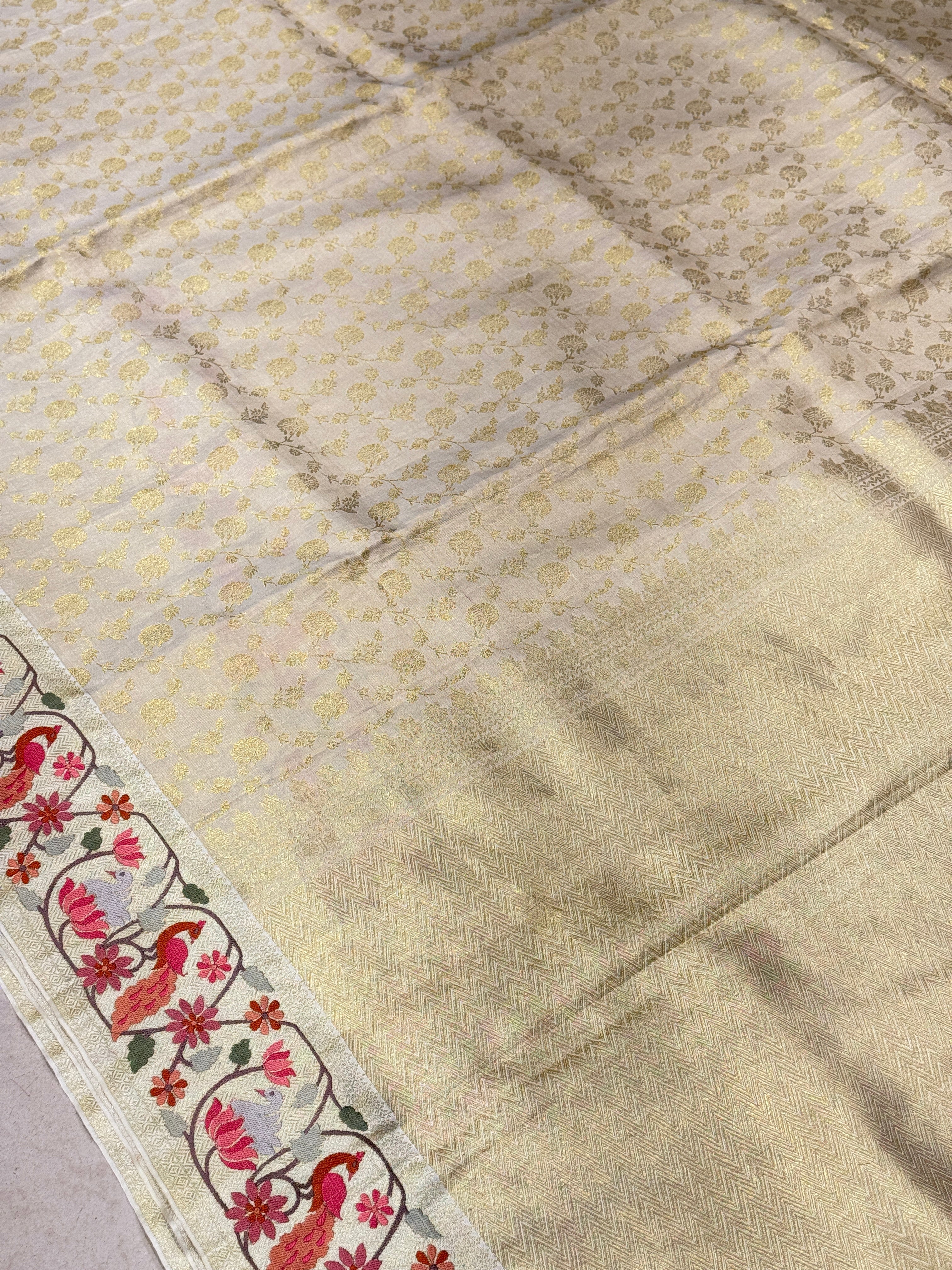 Moti White Kanjivaram x Parsi Gara Saree