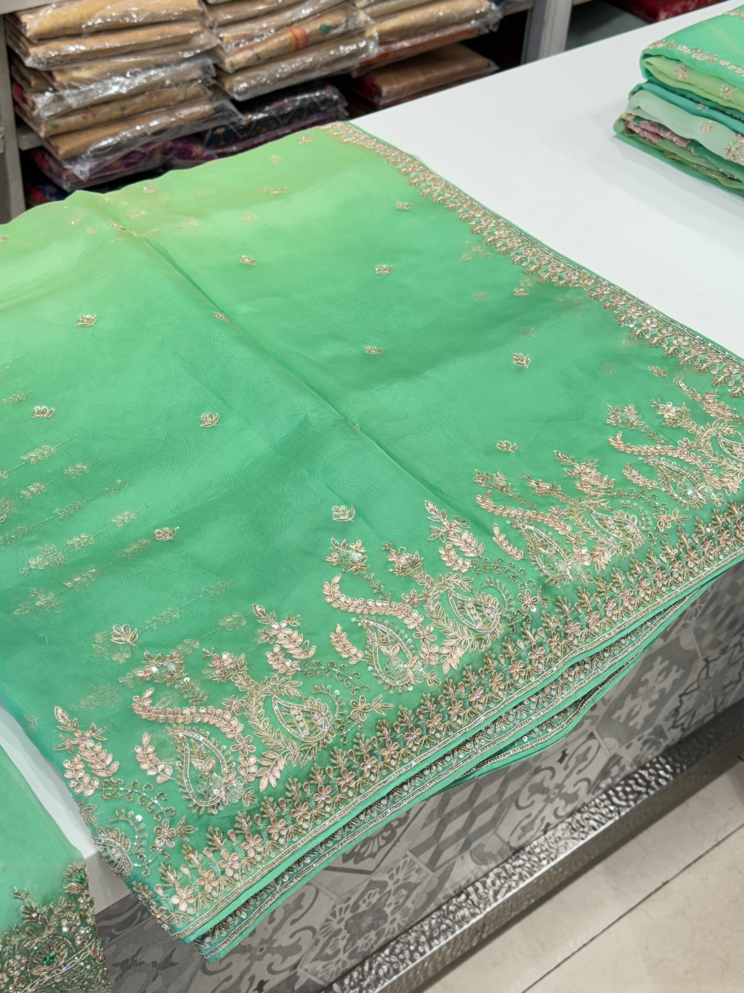 Shaded Organza Pure Hand Embroidery Saree