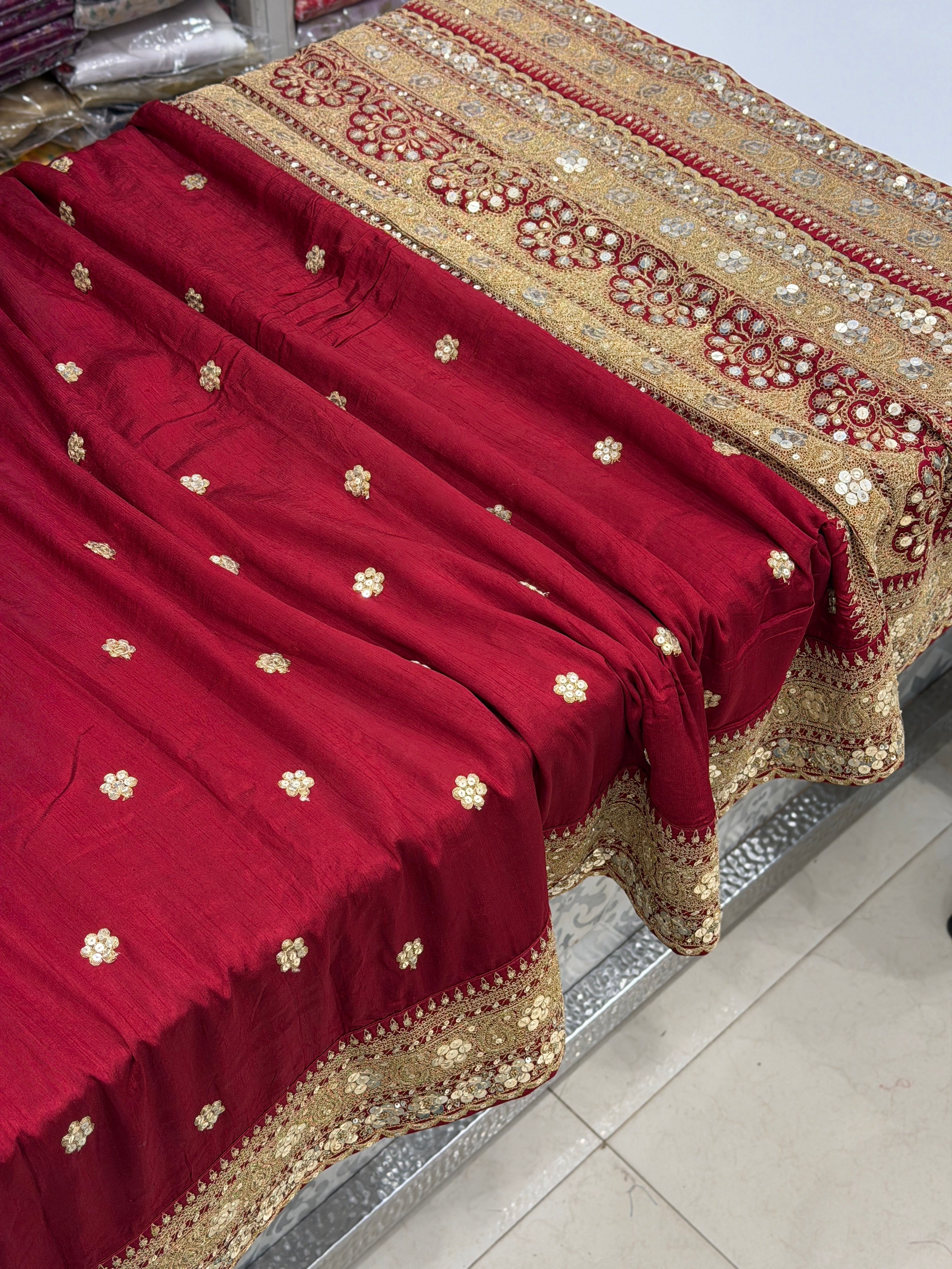 Maroon Sabyasachi Inspired Marodi Embroidery Pure Silk Saree jaal pallu Saree