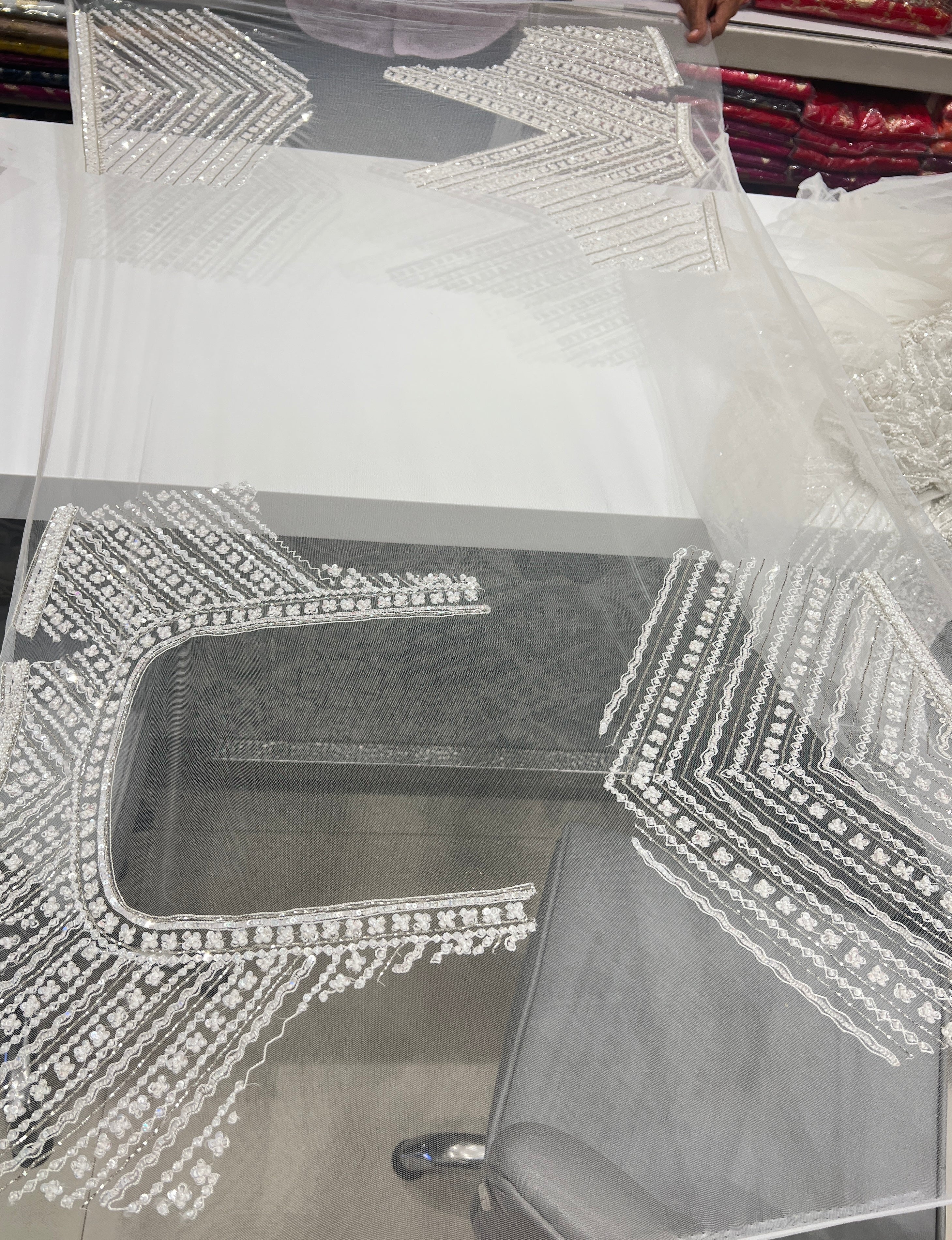 White Soft Net Hand Embroidery Saree