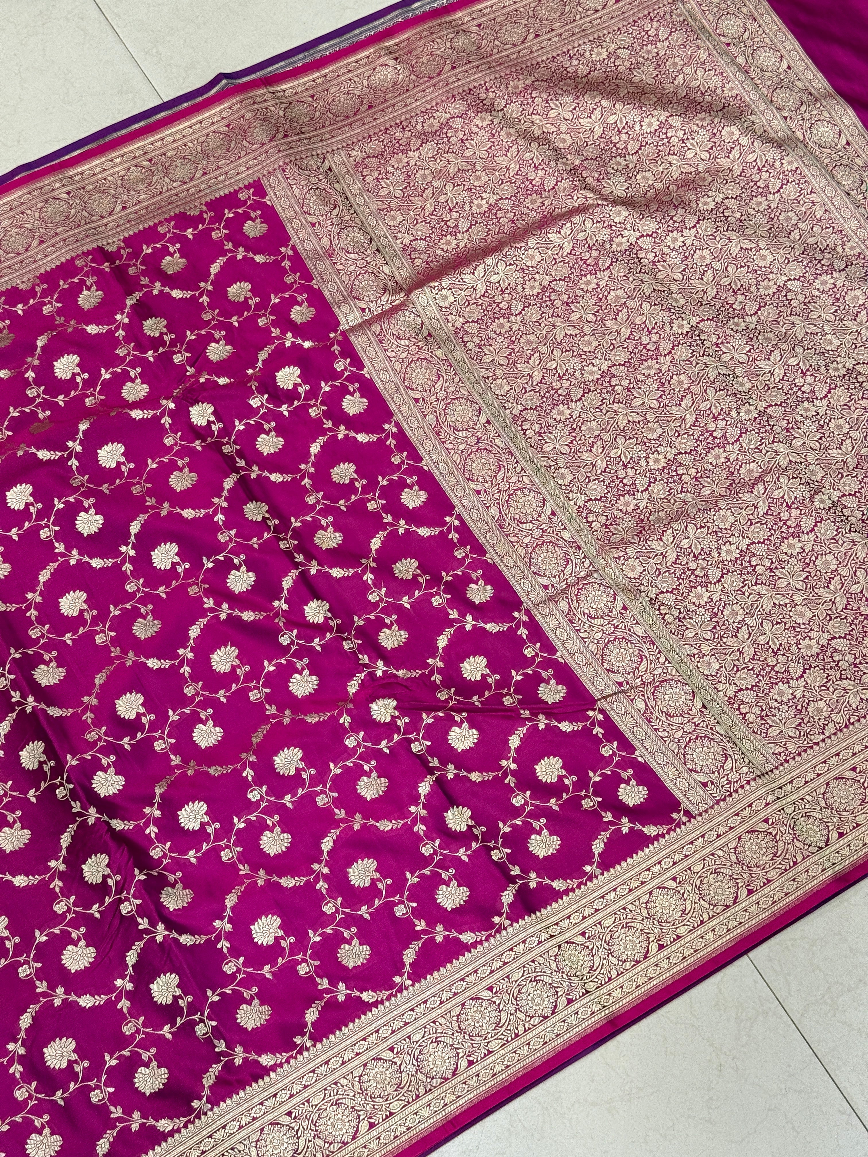 Wine Banarasi Silk Diamond Border Saree