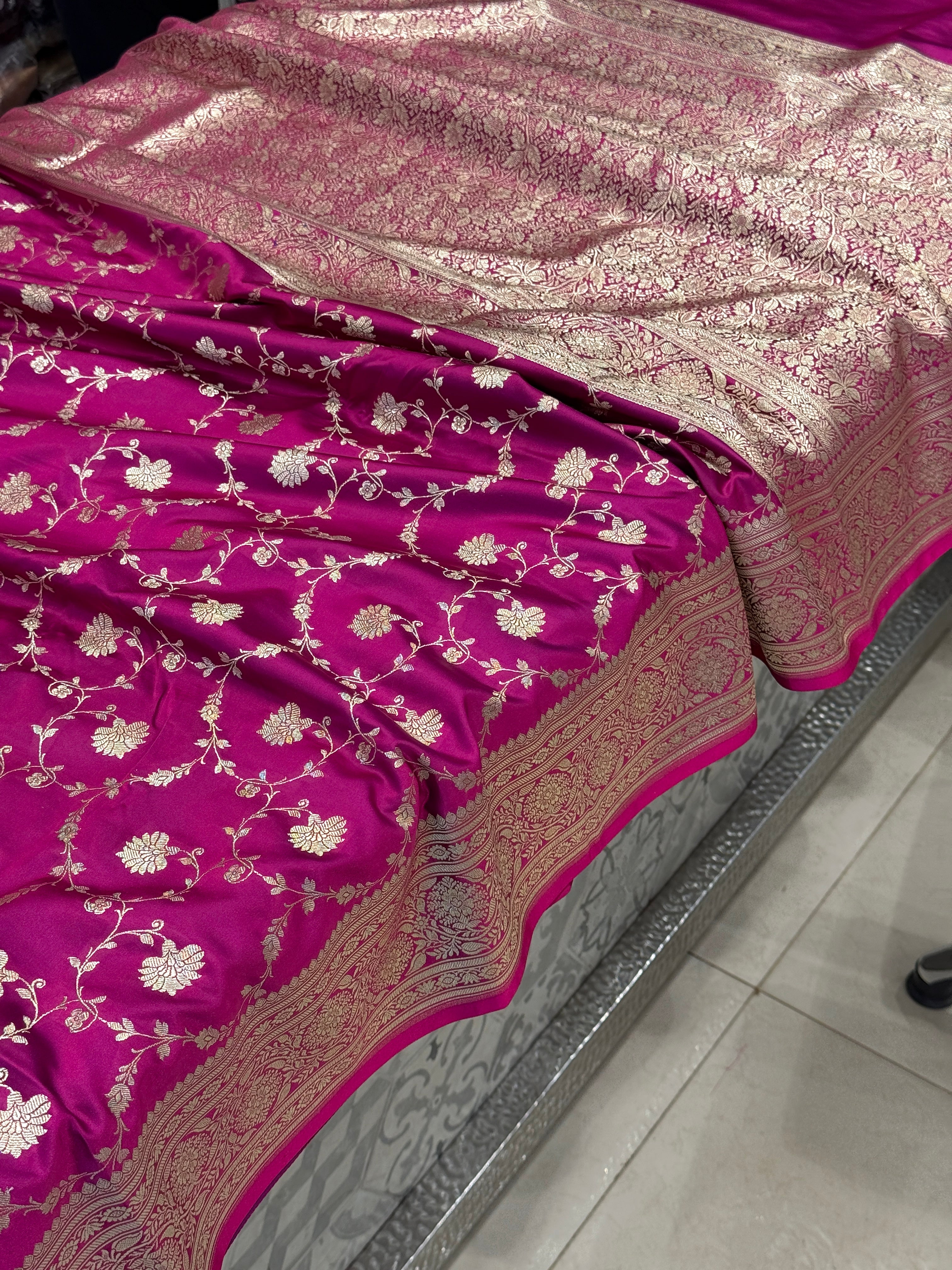 Wine Banarasi Silk Diamond Border Saree
