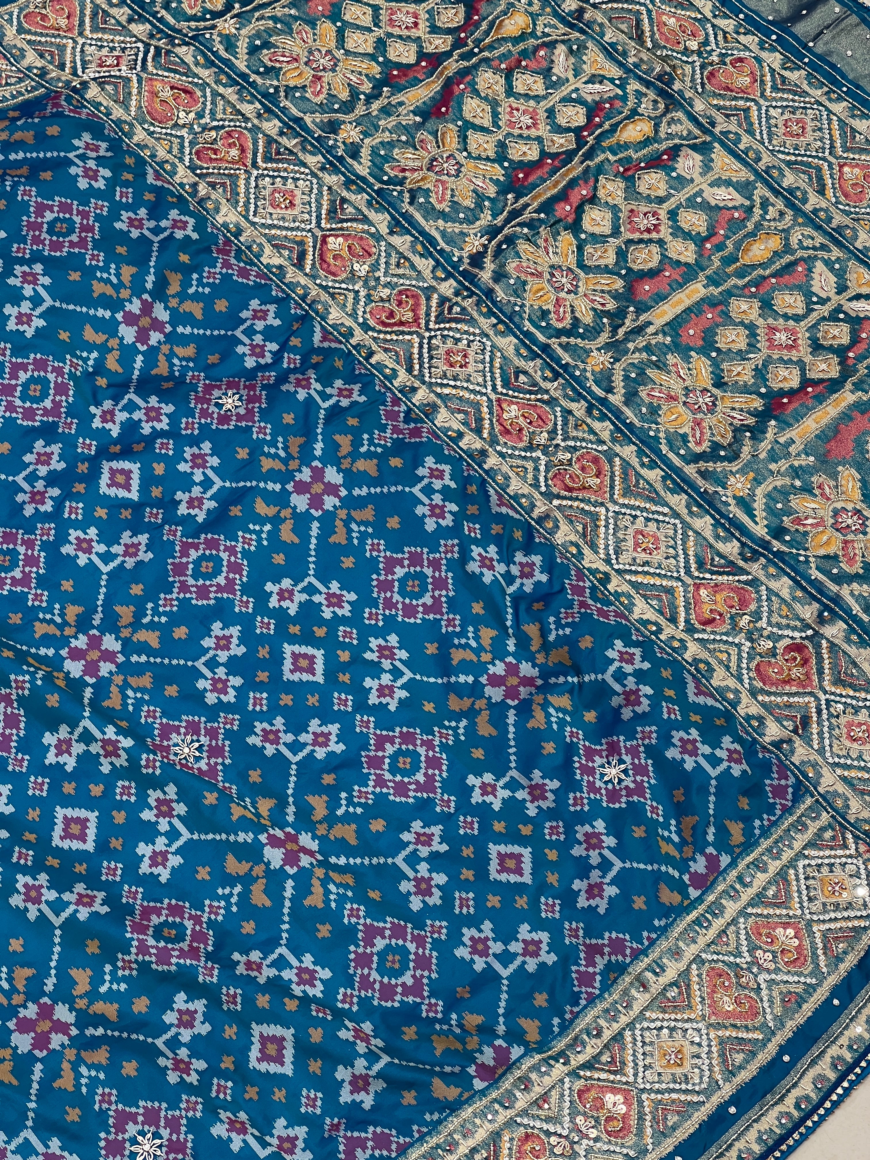 Blue Ratan Bhat Patola Hand Embroidery Saree