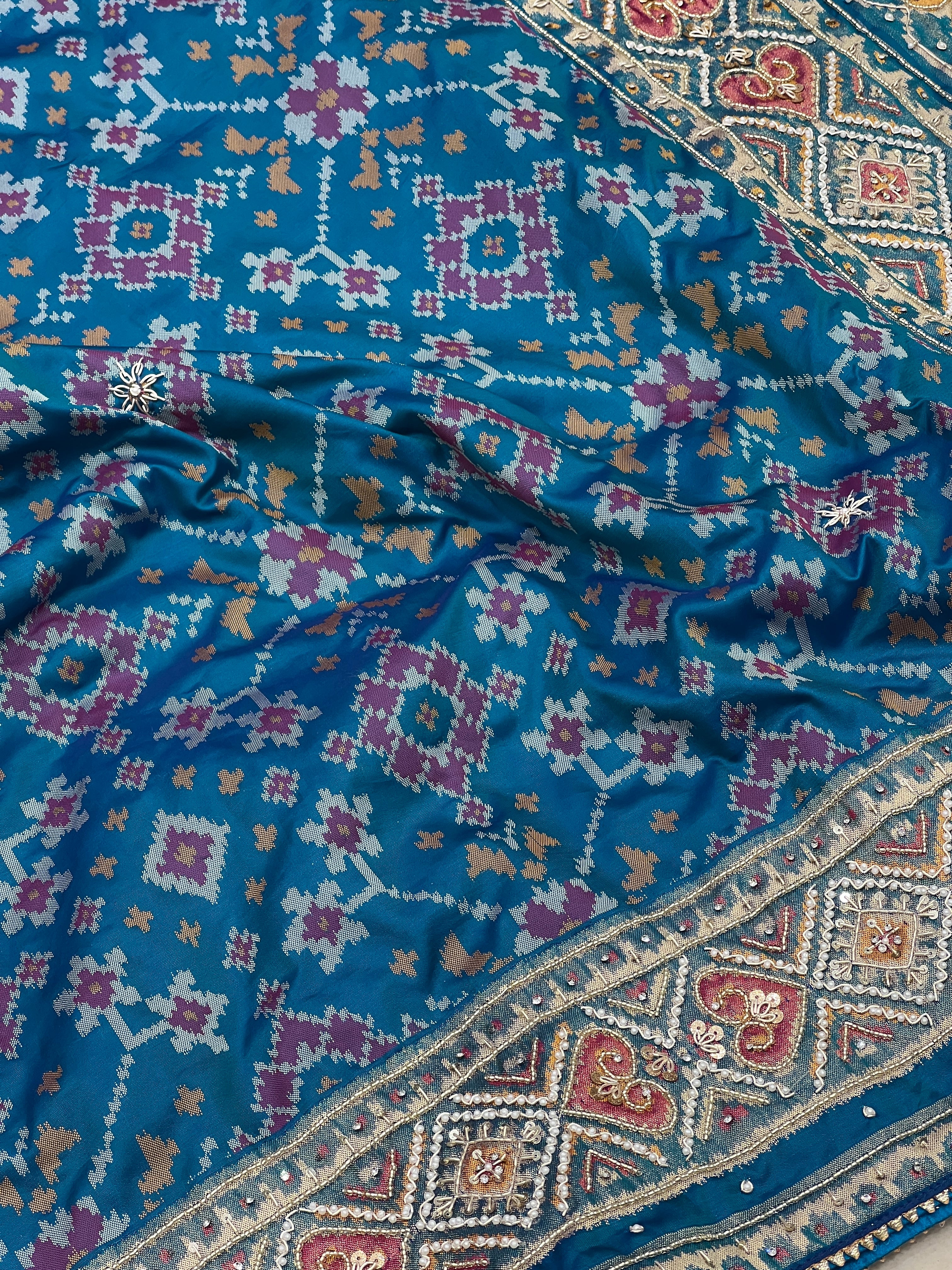 Blue Ratan Bhat Patola Hand Embroidery Saree