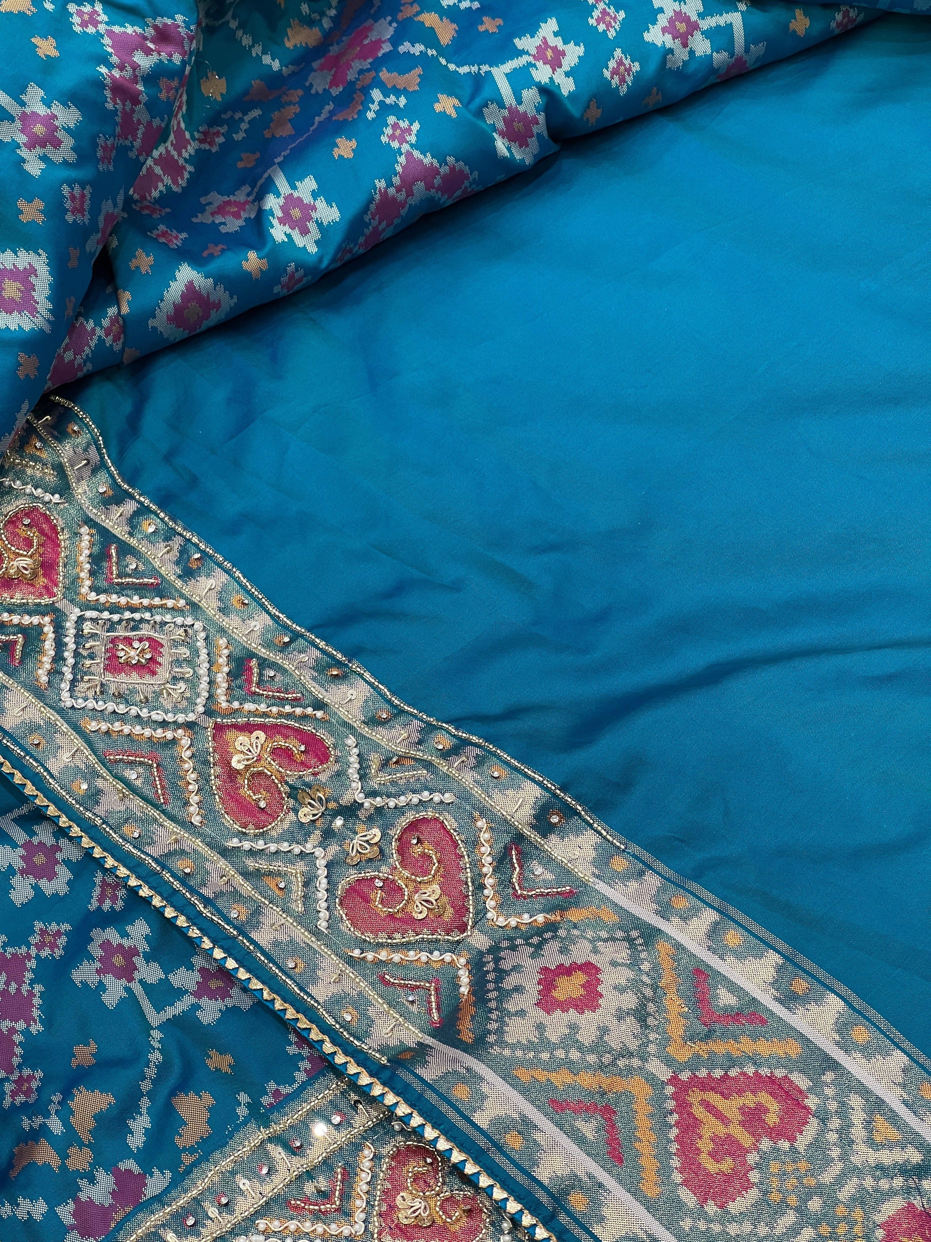 Blue Ratan Bhat Patola Hand Embroidery Saree