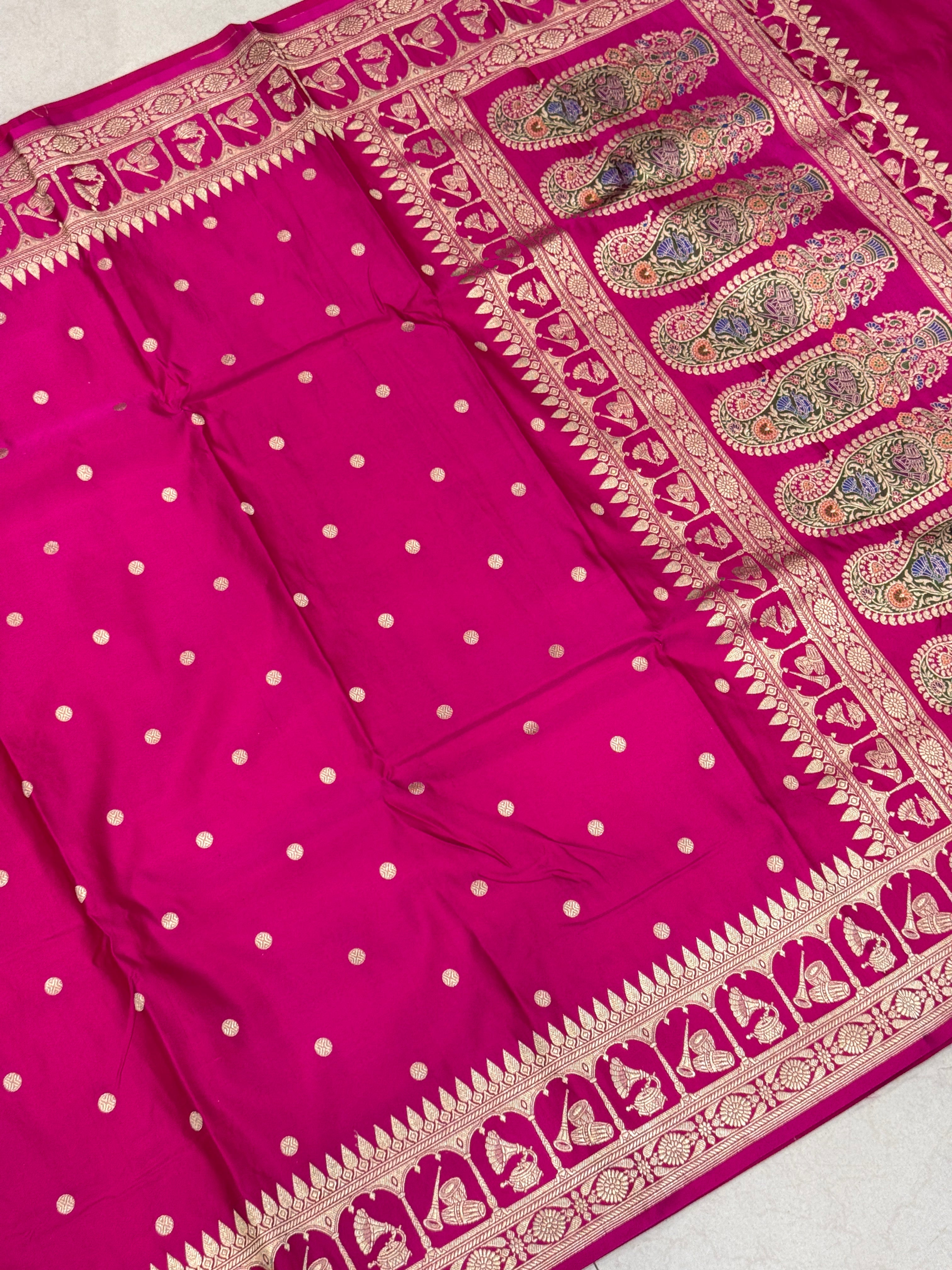 Rani Banarasi Silk Musical Border Saree