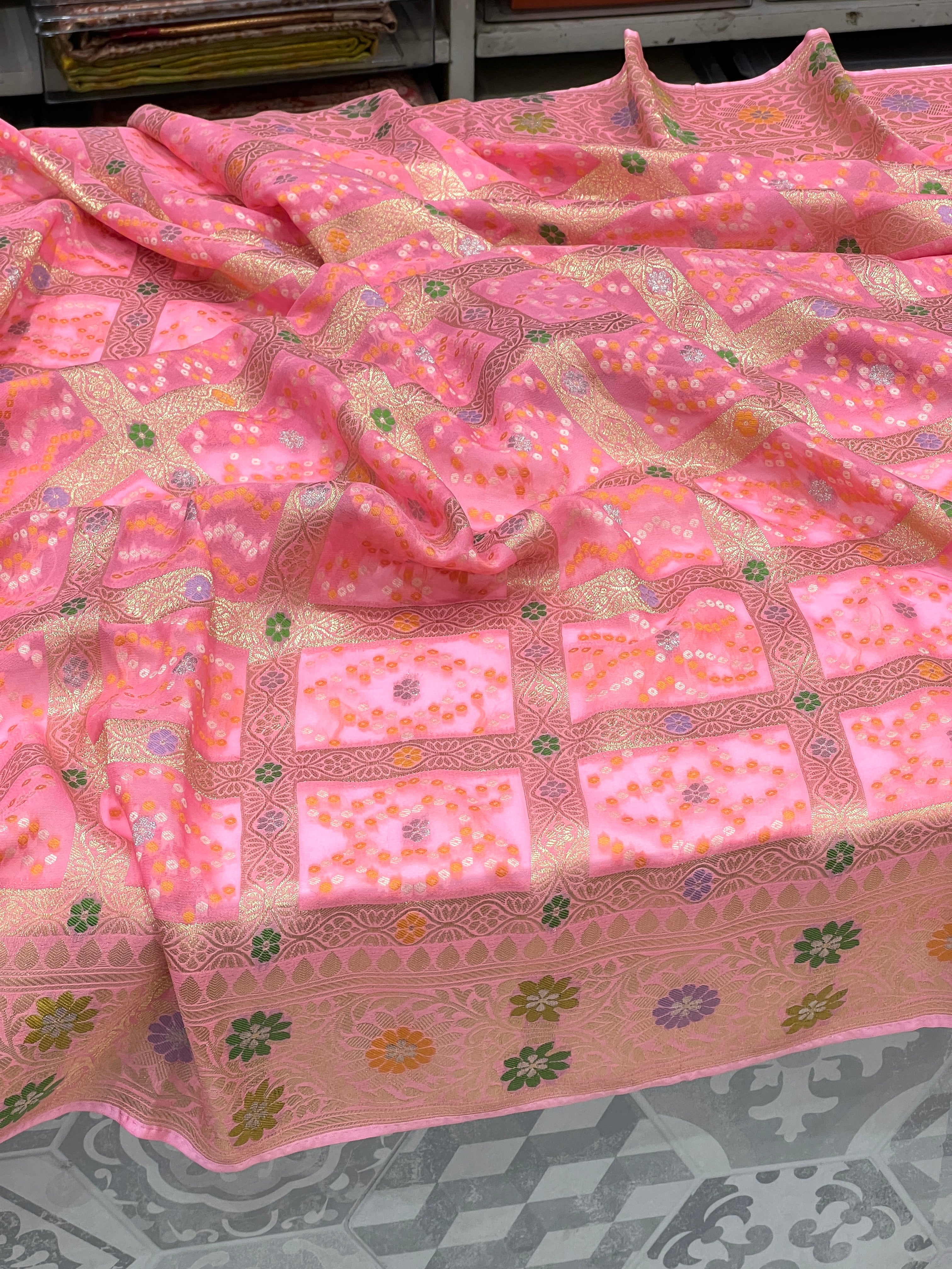 Pink Meenakari Georgette Gharchola