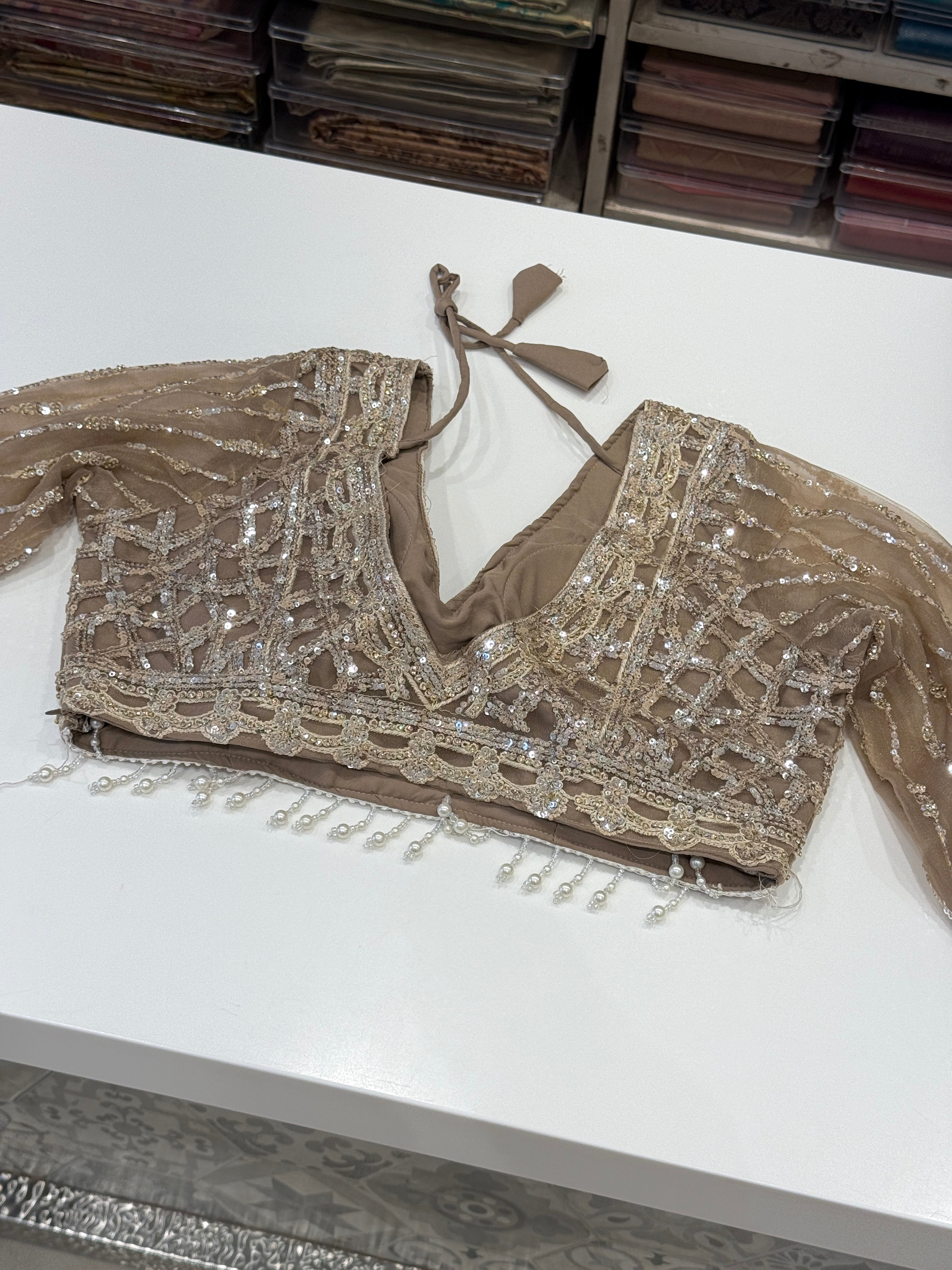 Golden Net Saree with Ready Blouse