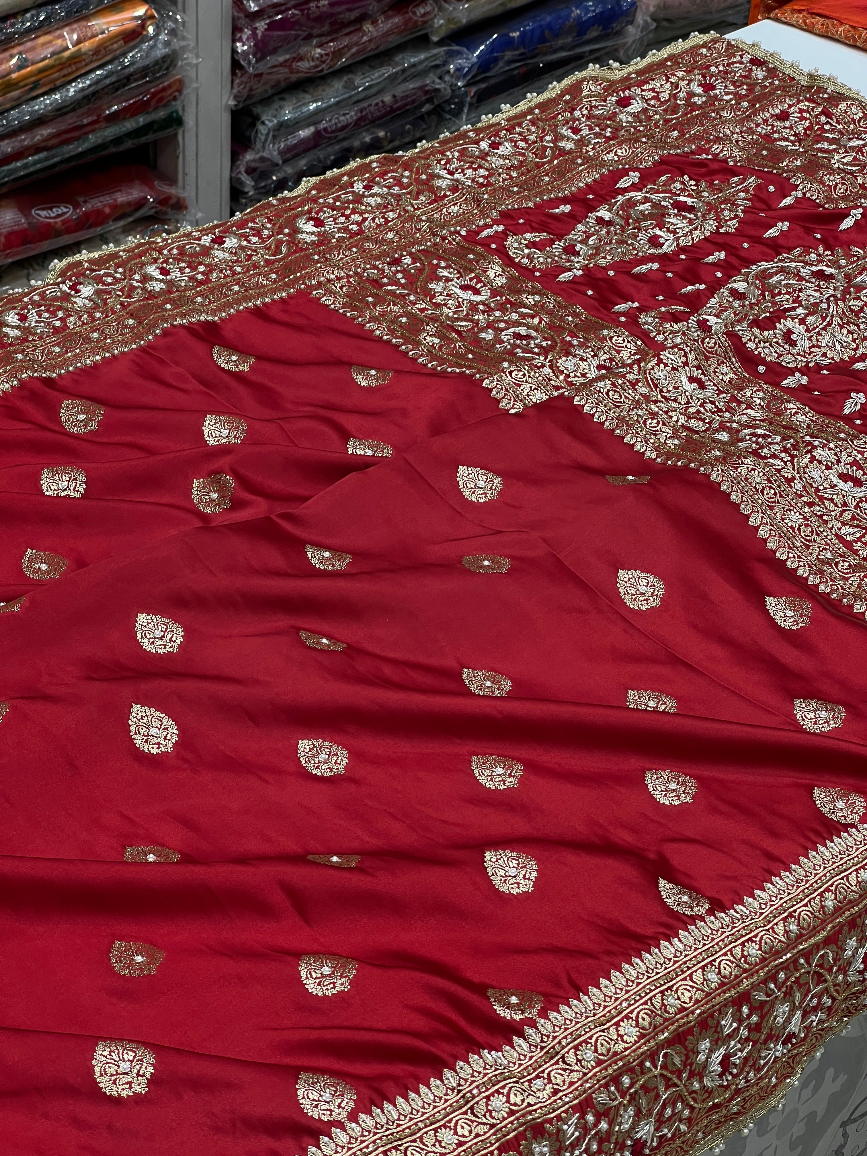 Maroon Banarasi Silk Butti Resham Hand Embroidery Saree