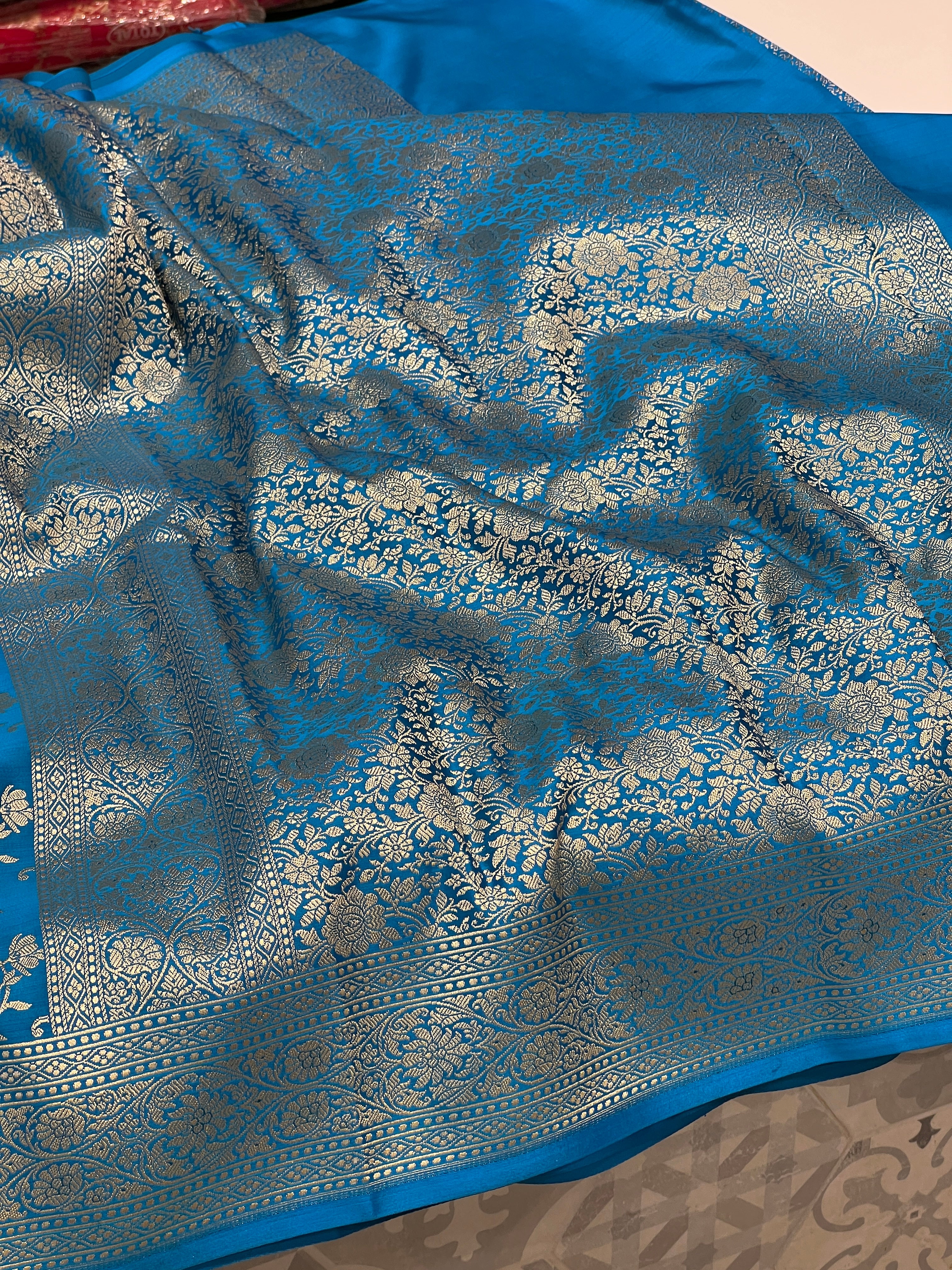 Blue Banarasi Silk Periwinkle Saree