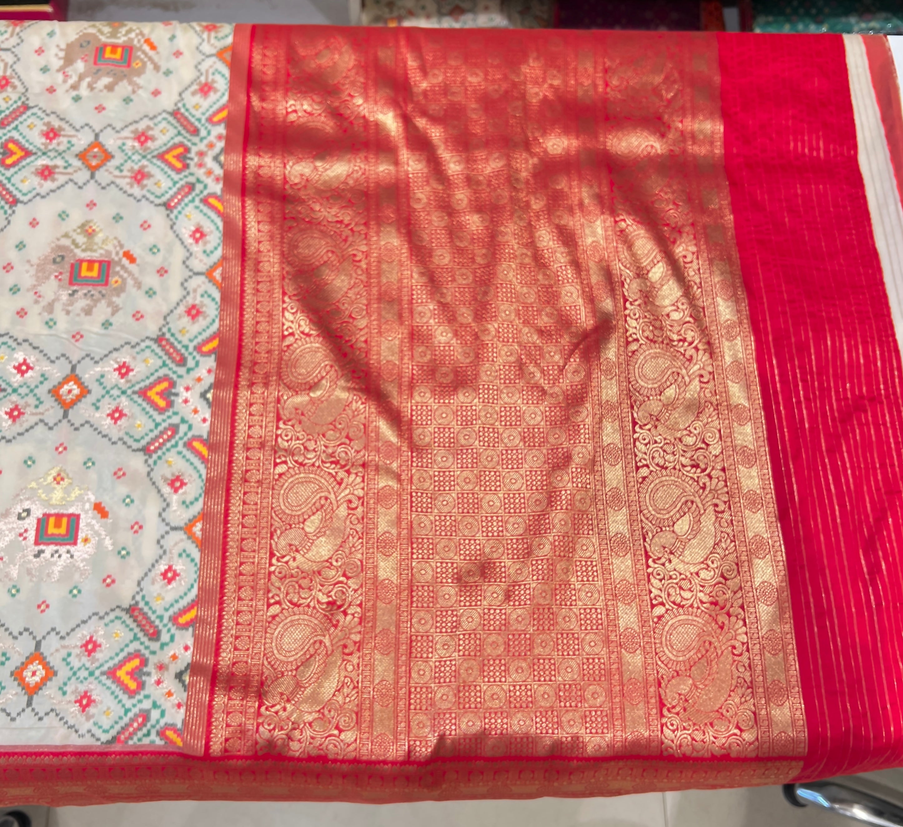 Off White Patola Kanchi Saree