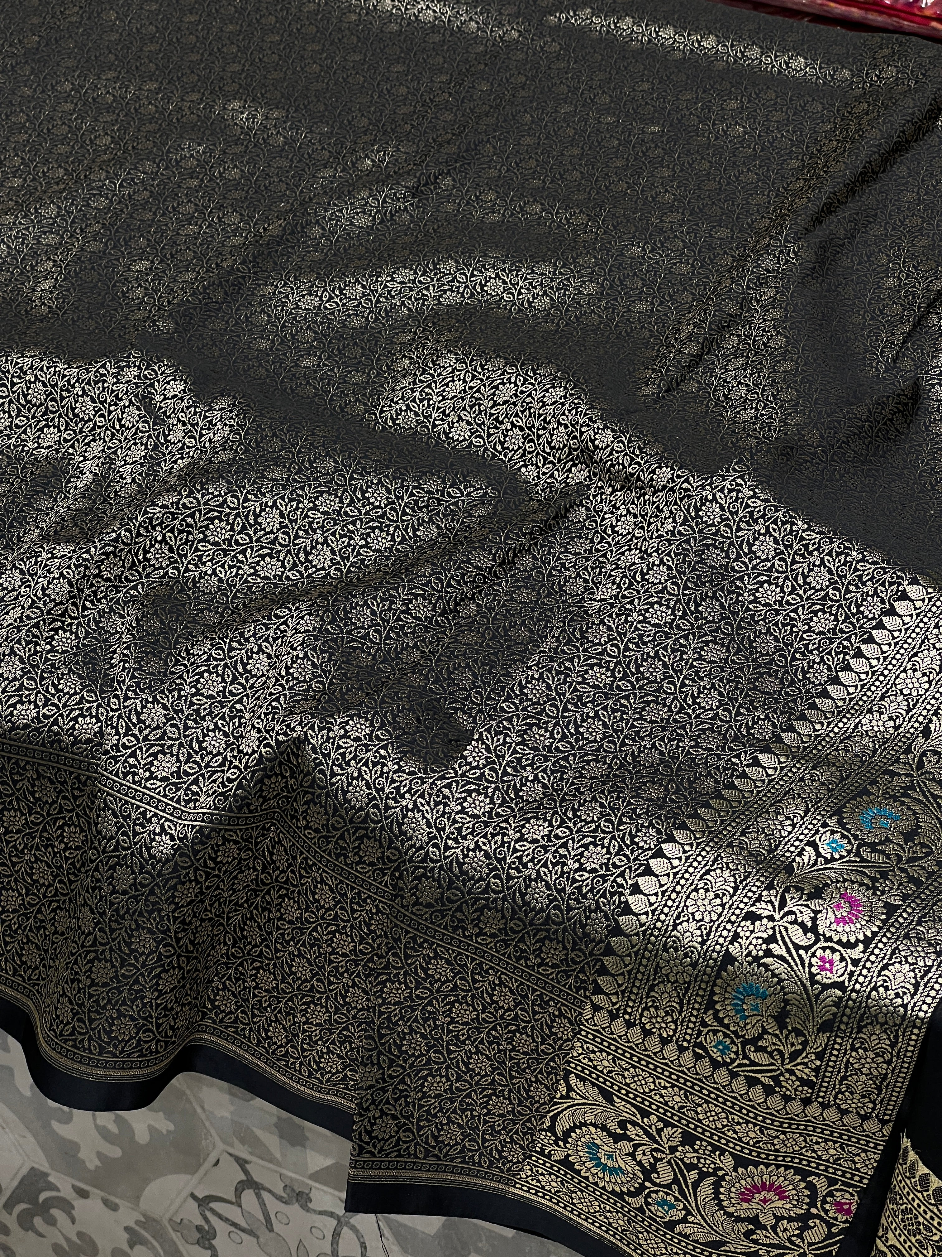 Black Banarasi Meenkari Saree