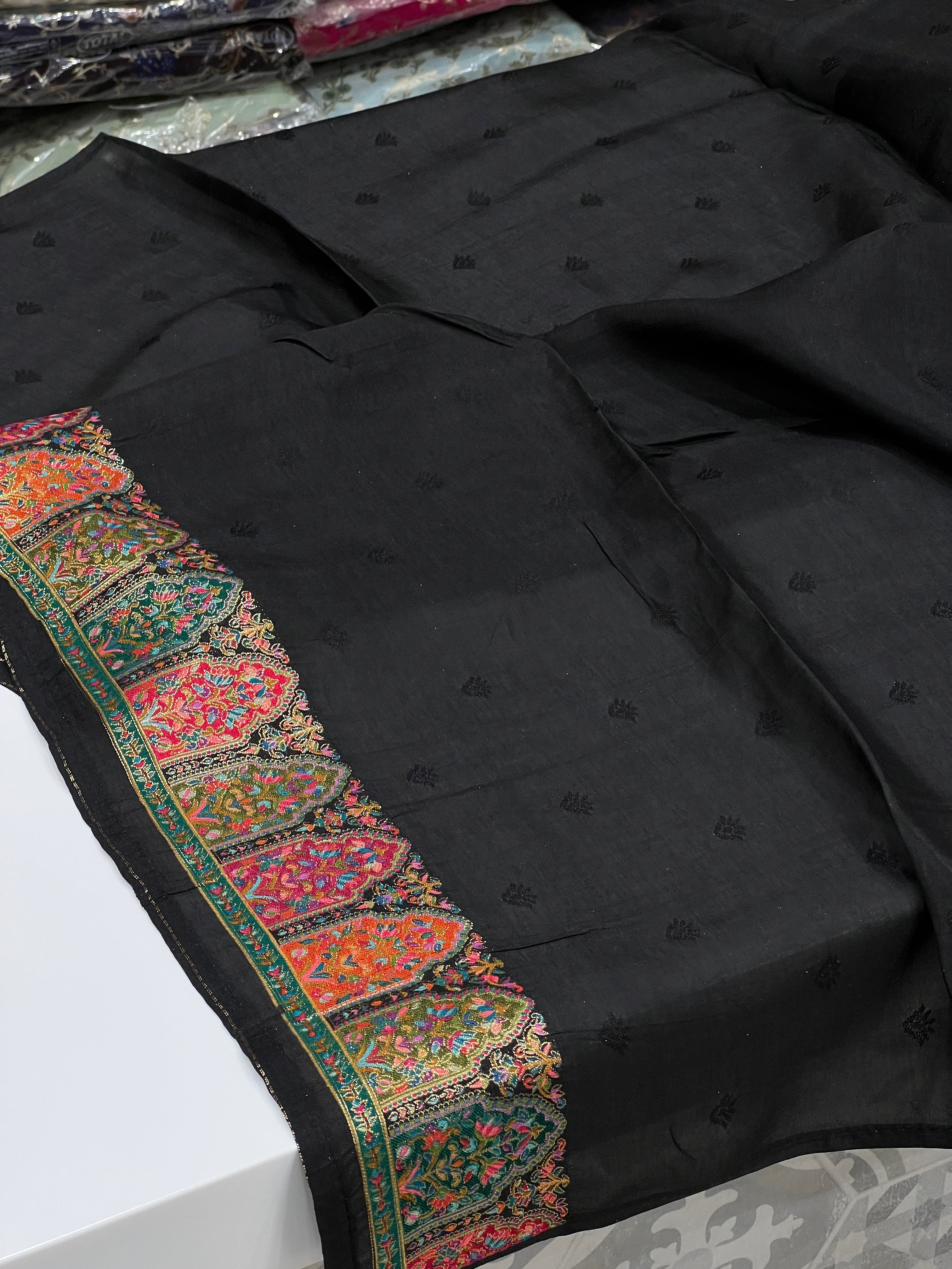 Black Pashmina Darbur Style Silk Saree